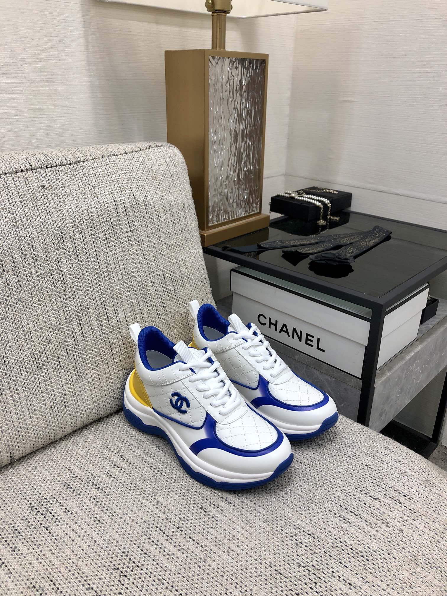 CC Sneaker Blue Yellow Nappa Leather