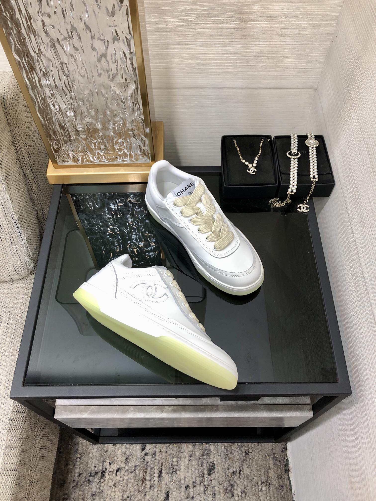 CC Sneaker White Mix Light Yellow Cowhide