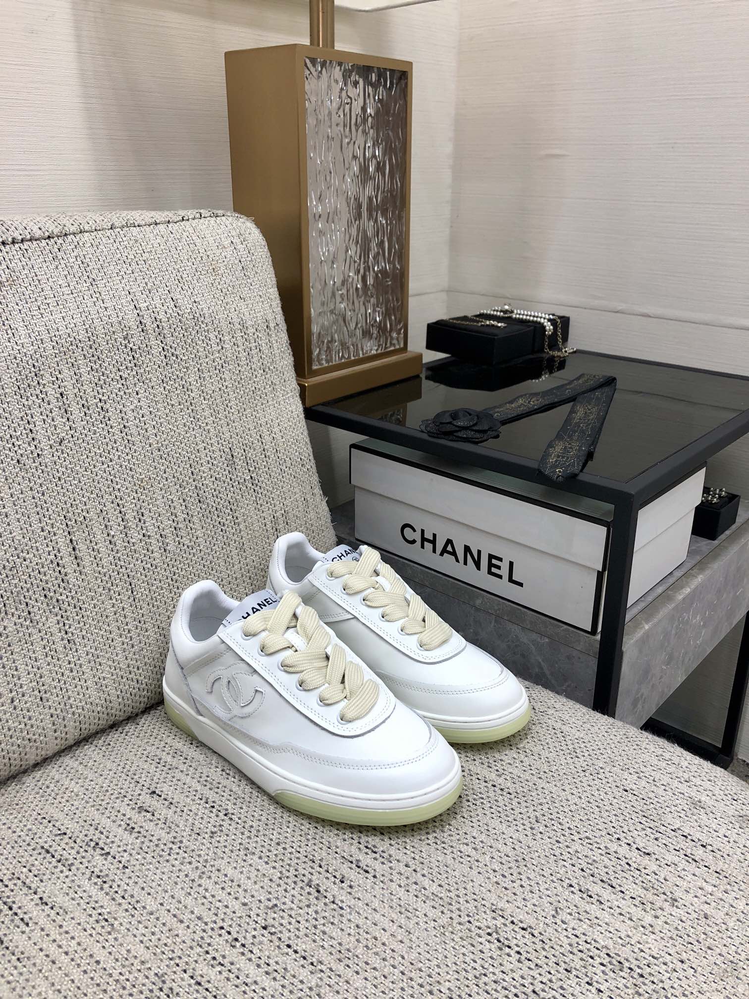 CC Sneaker White Mix Light Yellow Cowhide