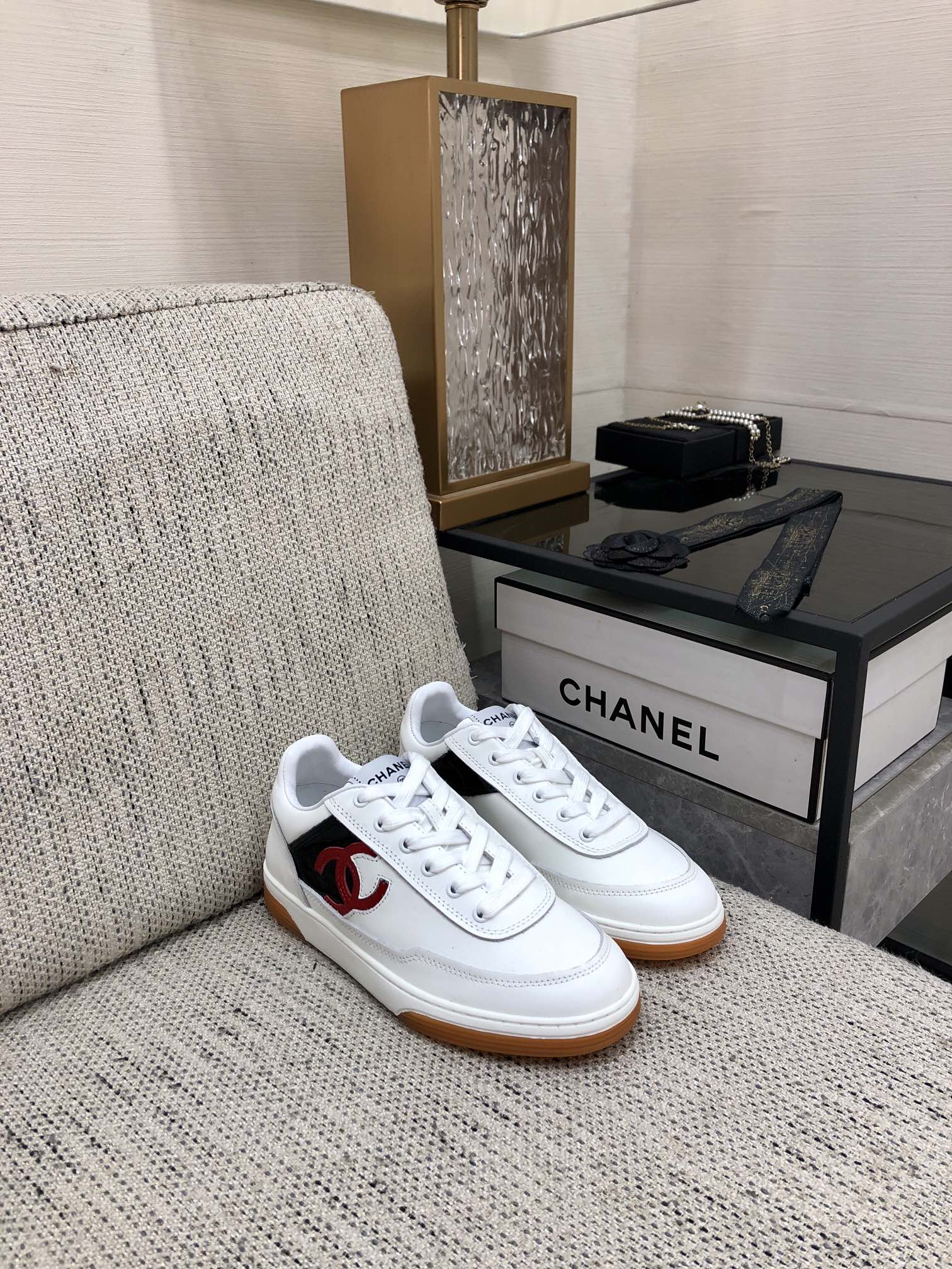 CC Sneaker Black Mix Red White Cowhide