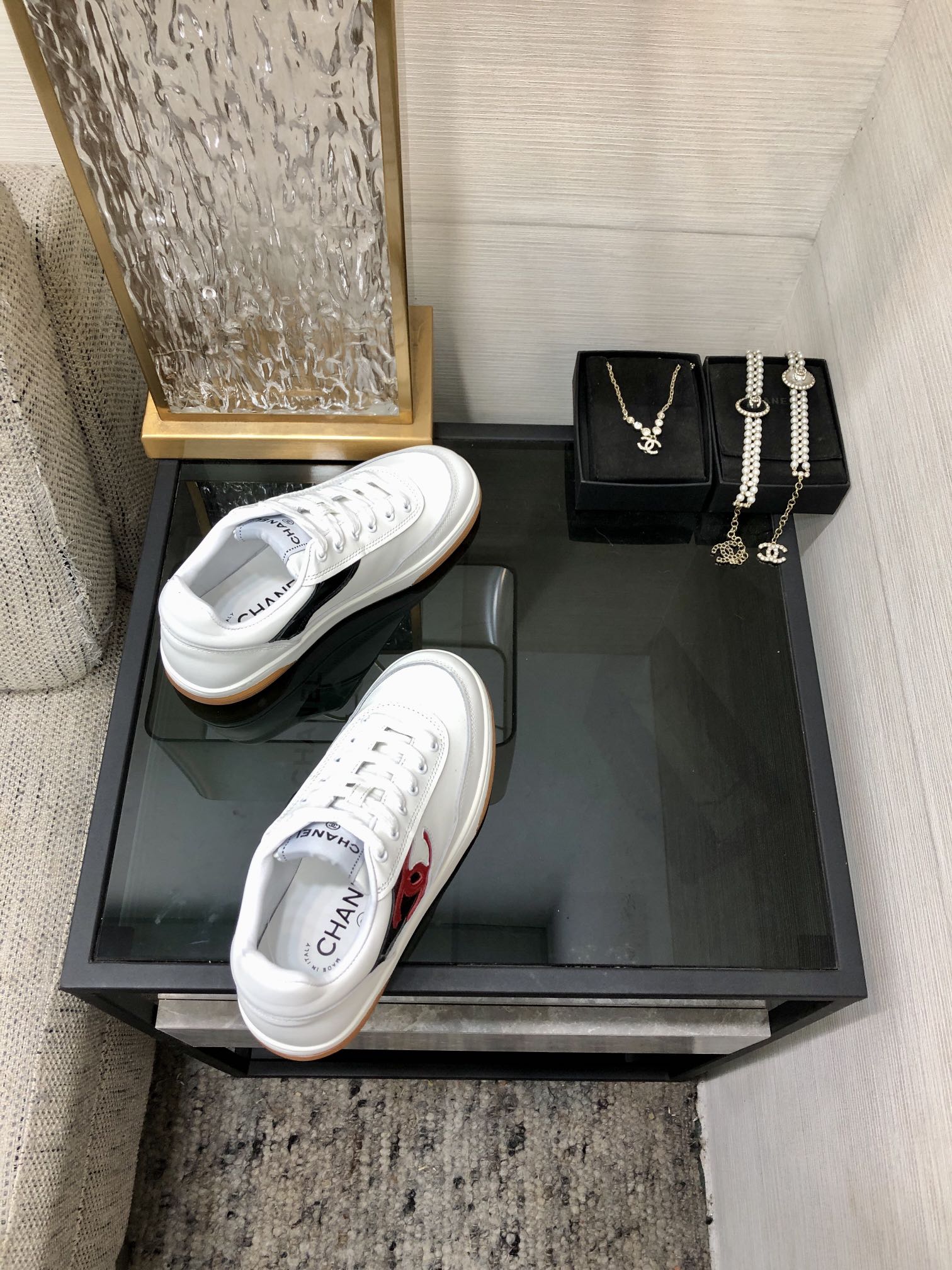 CC Sneaker Black Mix Red White Cowhide