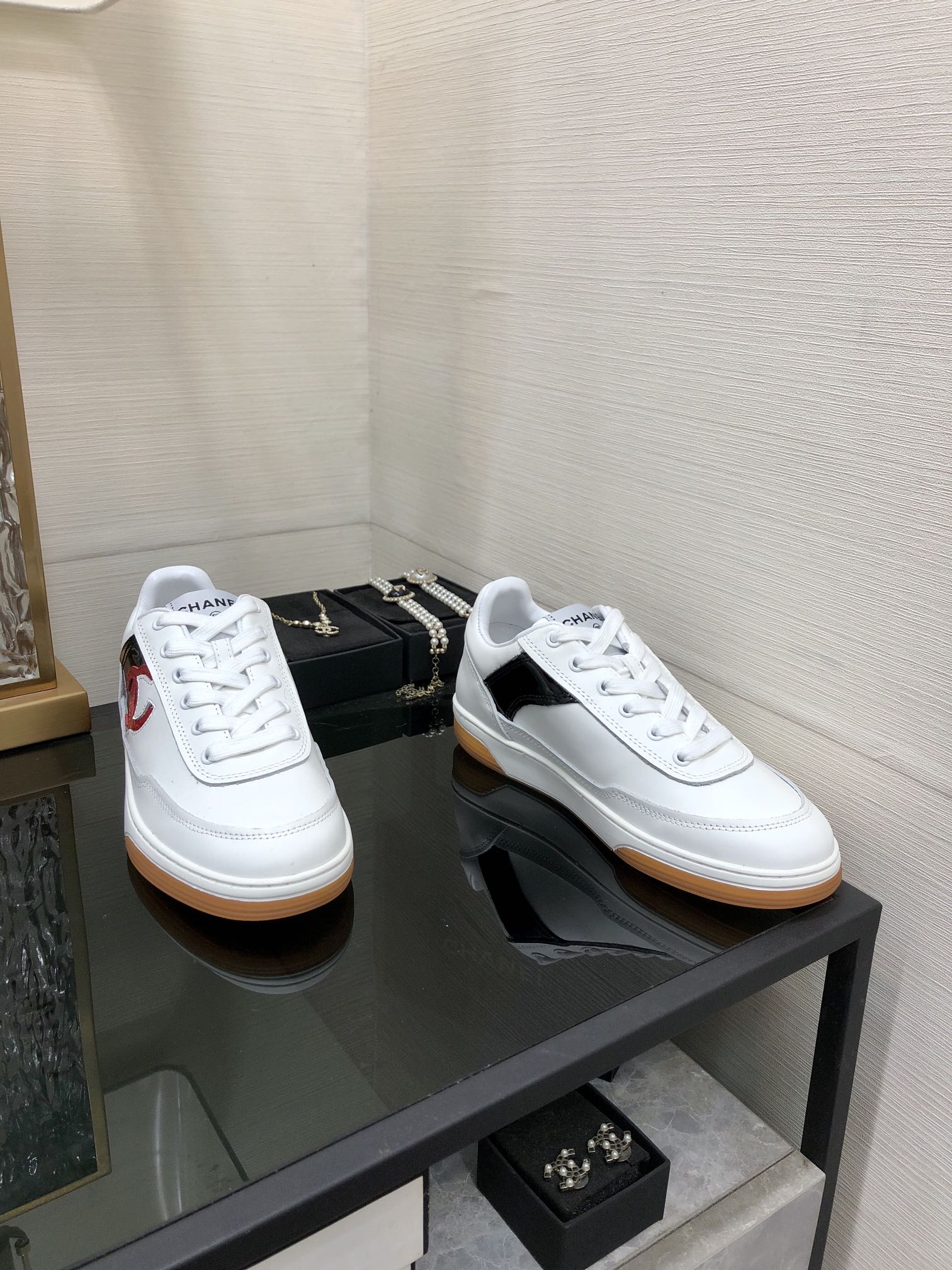 CC Sneaker Black Mix Red White Cowhide