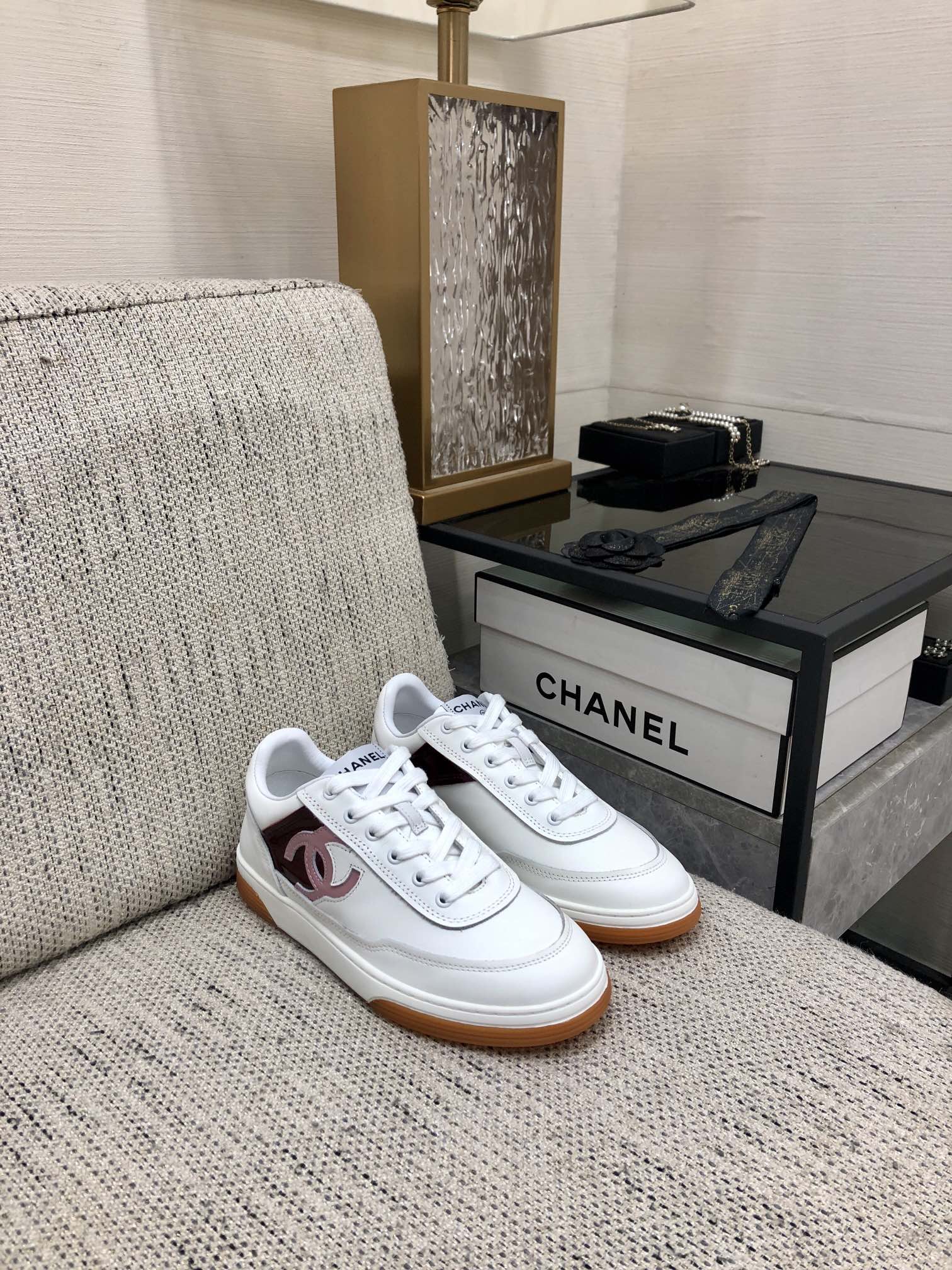 CC Sneaker Dark Red Mix Pink White Cowhide