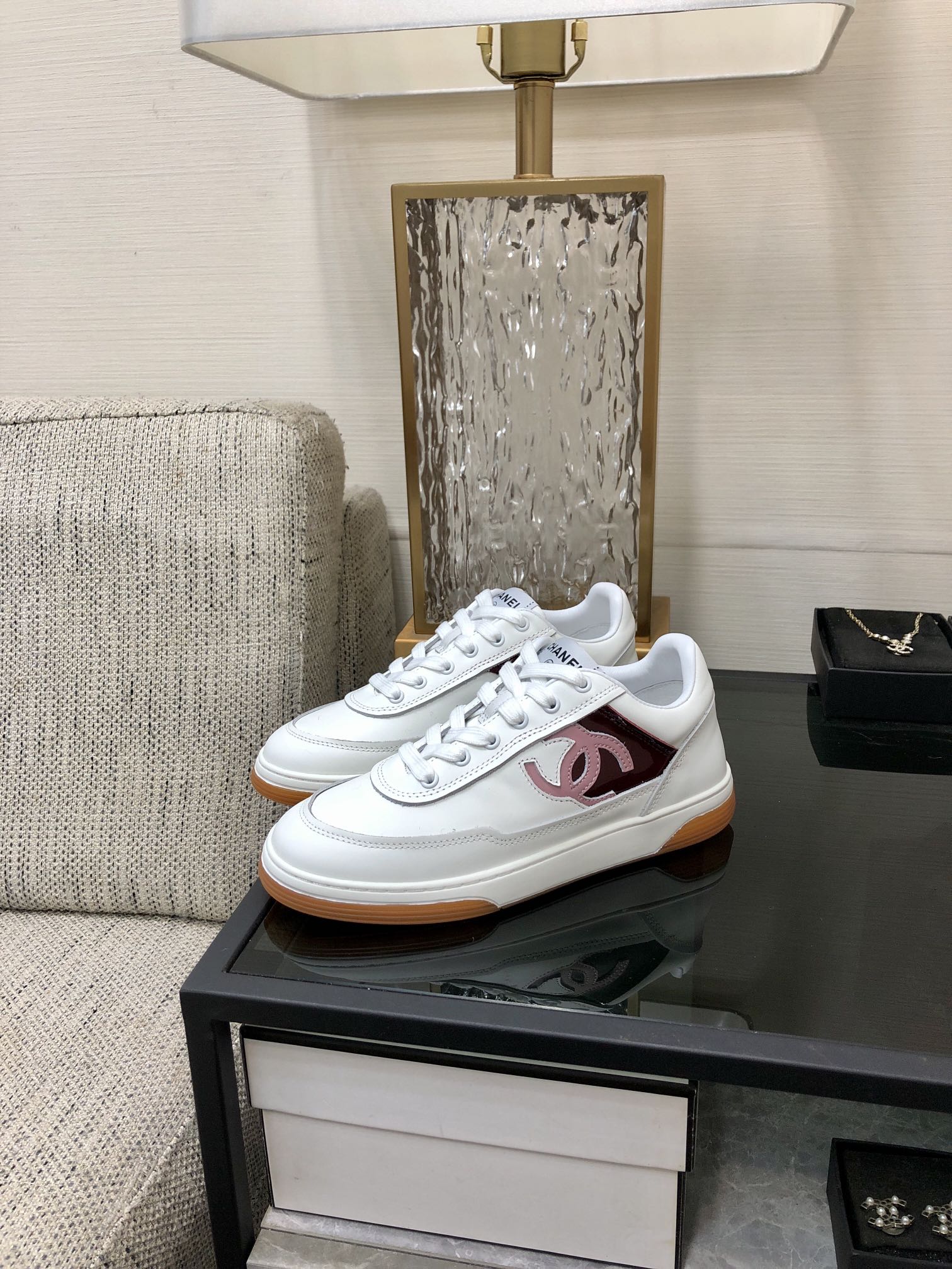 CC Sneaker Dark Red Mix Pink White Cowhide