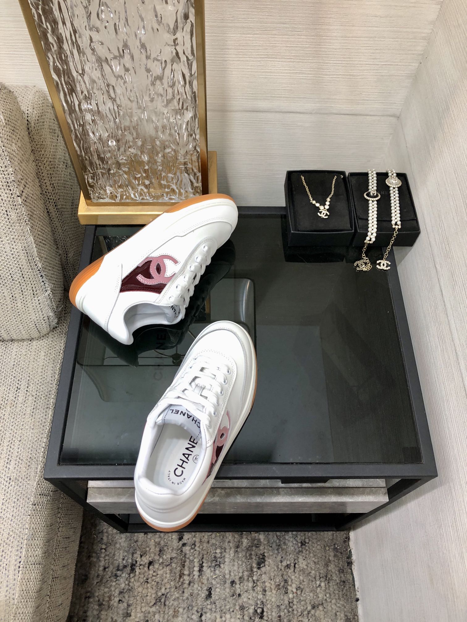 CC Sneaker Dark Red Mix Pink White Cowhide