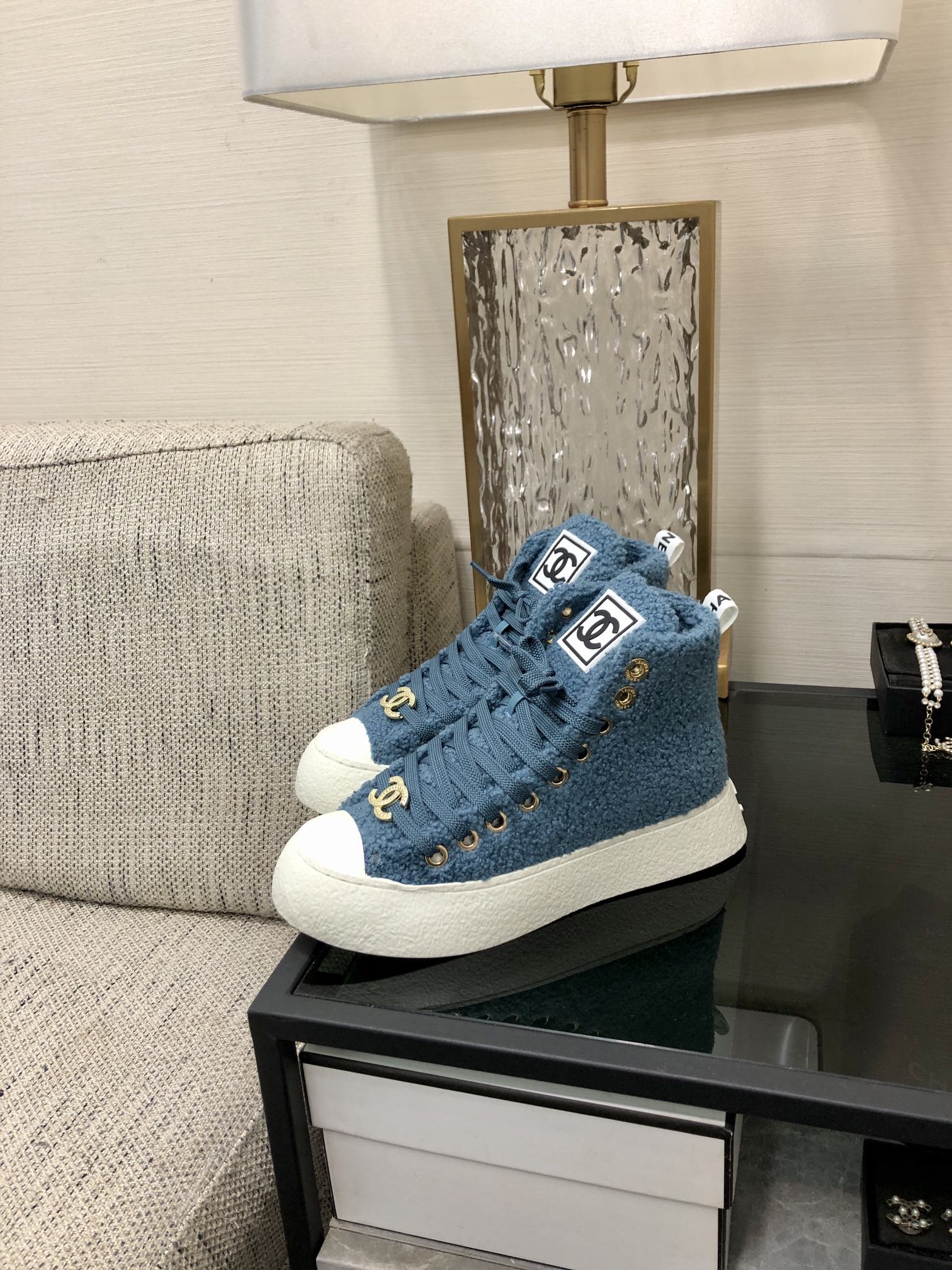 CC High Top Sneaker Cerulean Wool