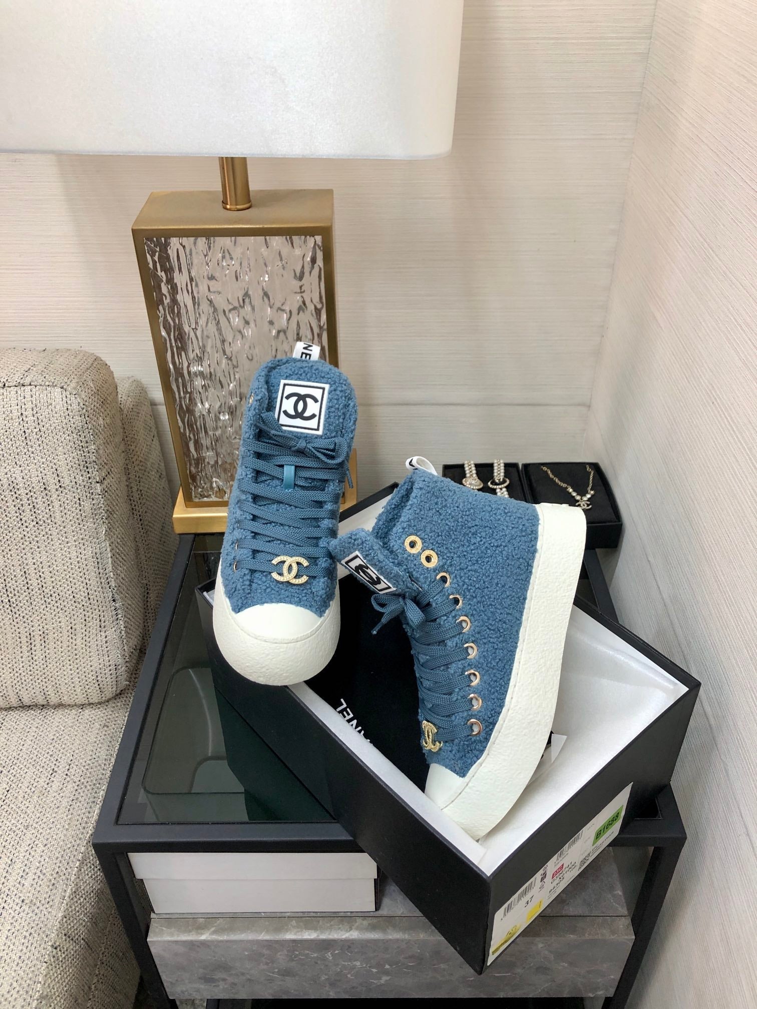 CC High Top Sneaker Cerulean Wool