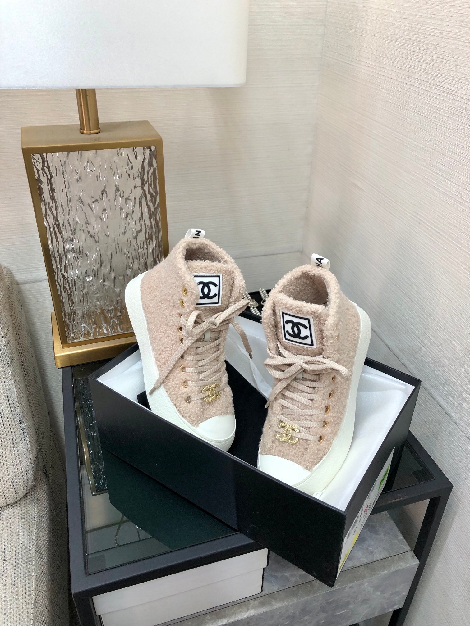 CC High Top Sneaker Beige Wool