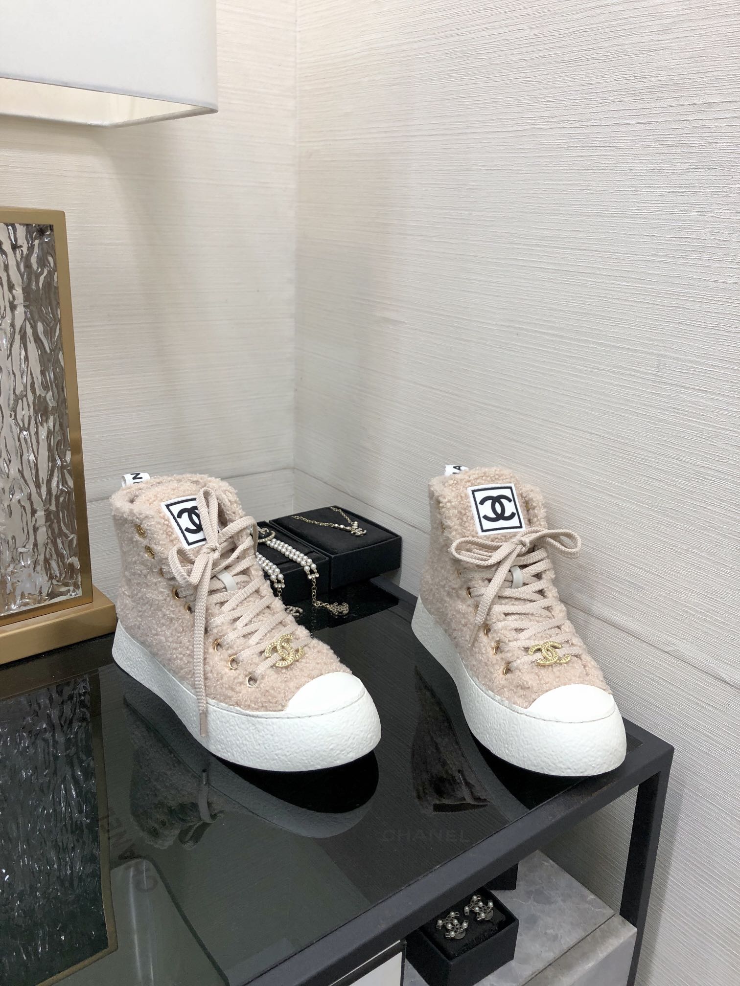 CC High Top Sneaker Beige Wool