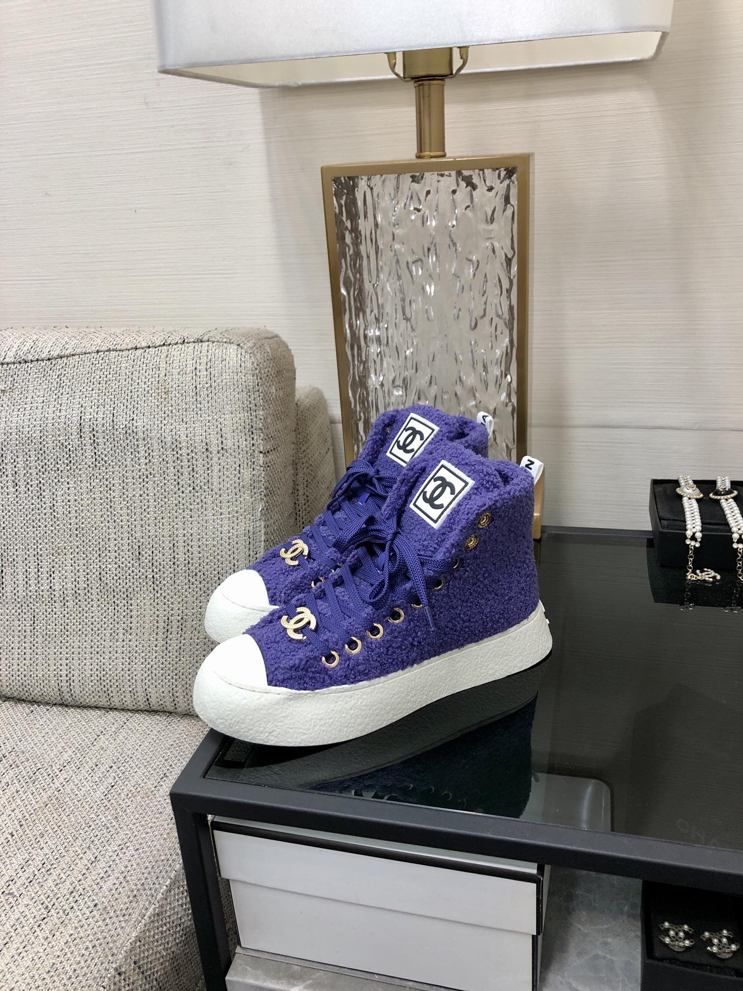 CC High Top Sneaker Purple Wool