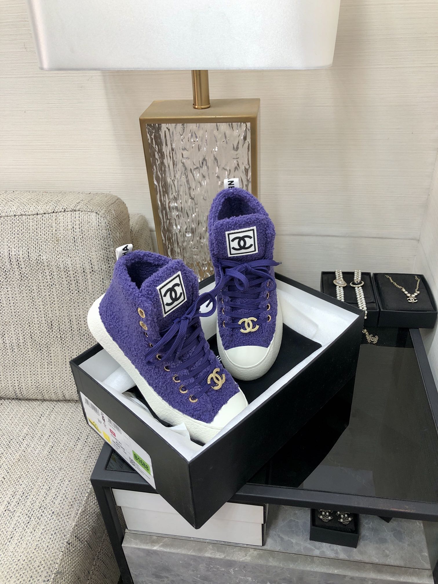 CC High Top Sneaker Purple Wool