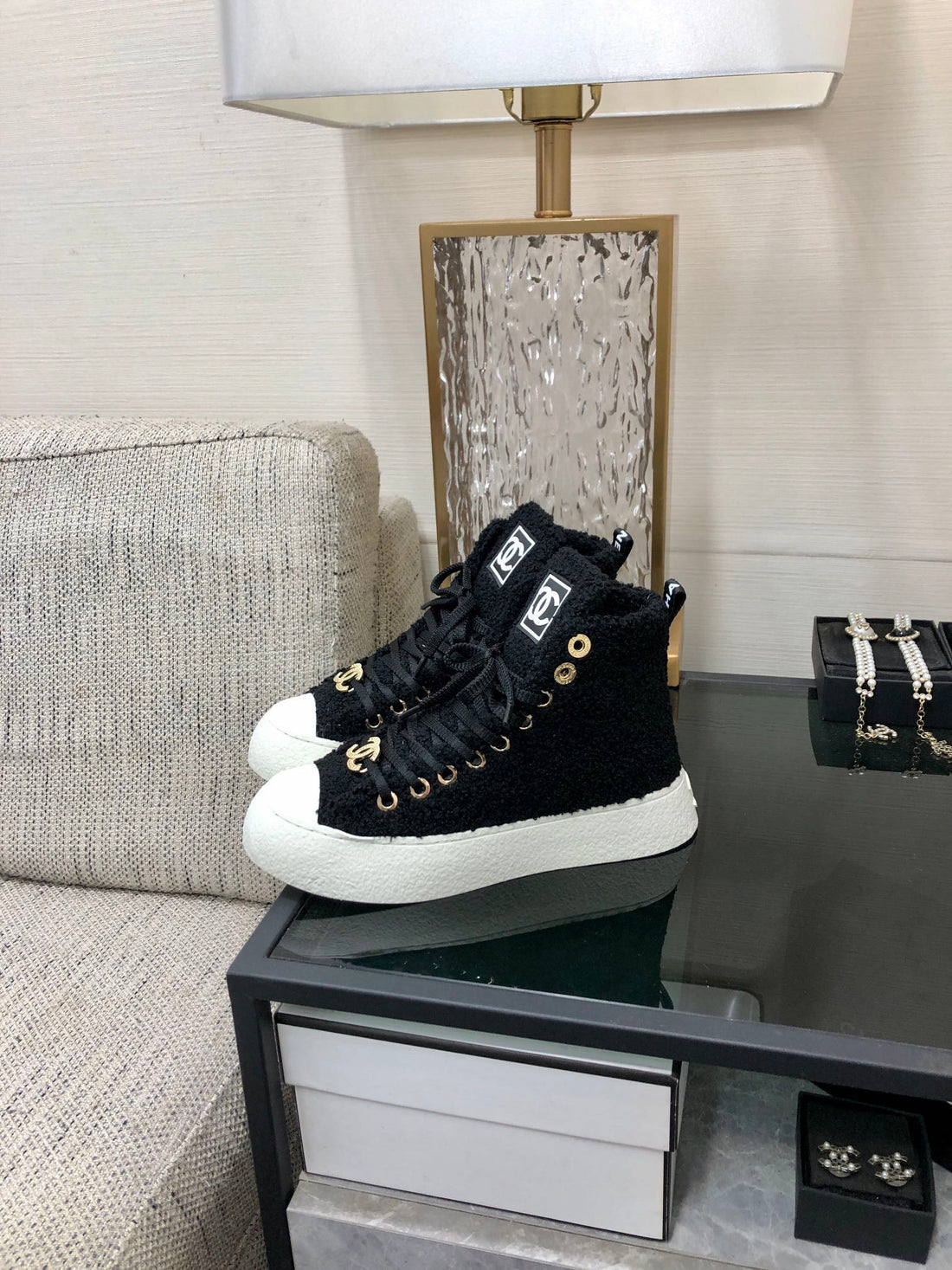 CC High Top Sneaker Black Wool