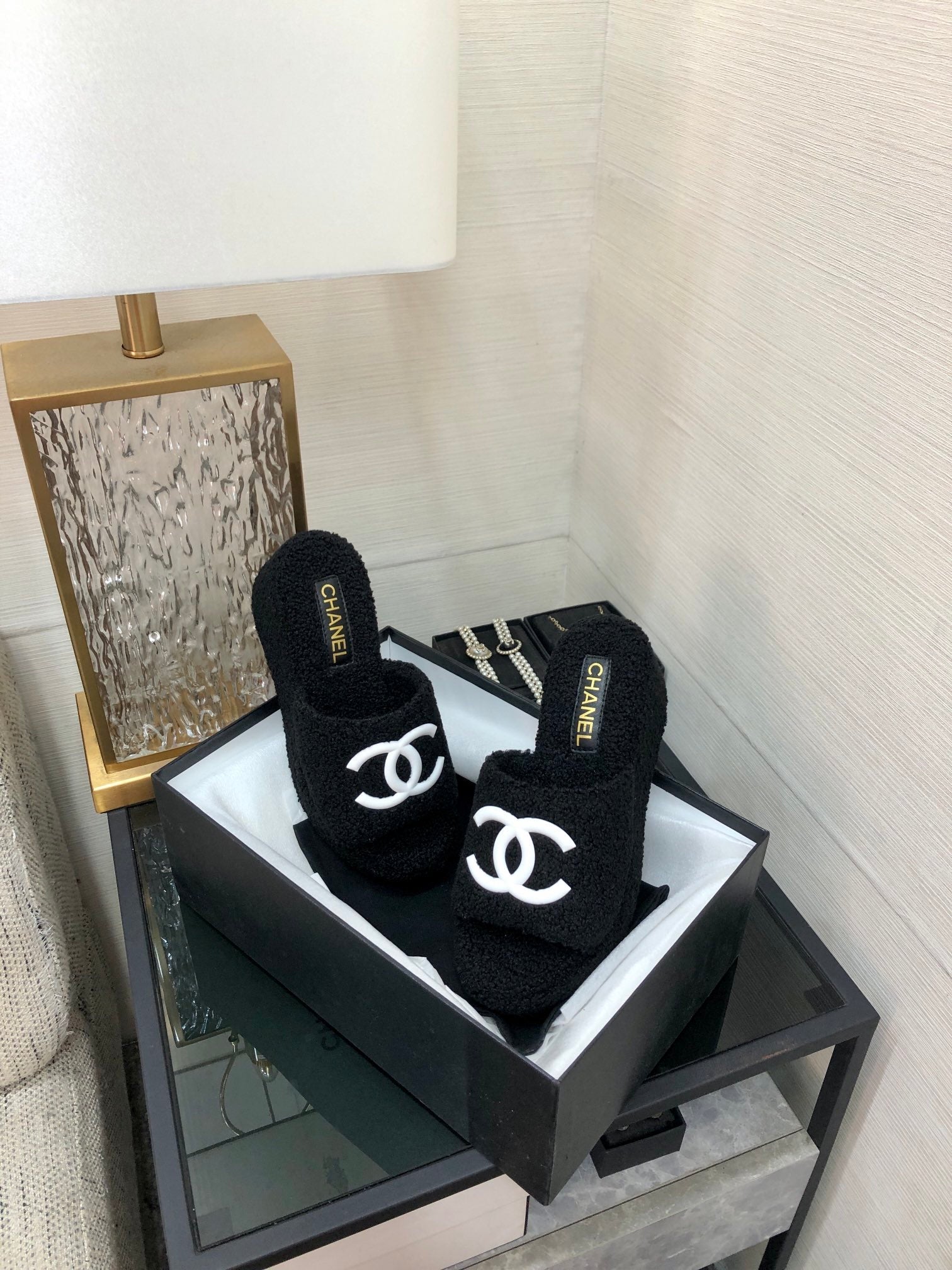 CC Wedge Sandal Black Wool