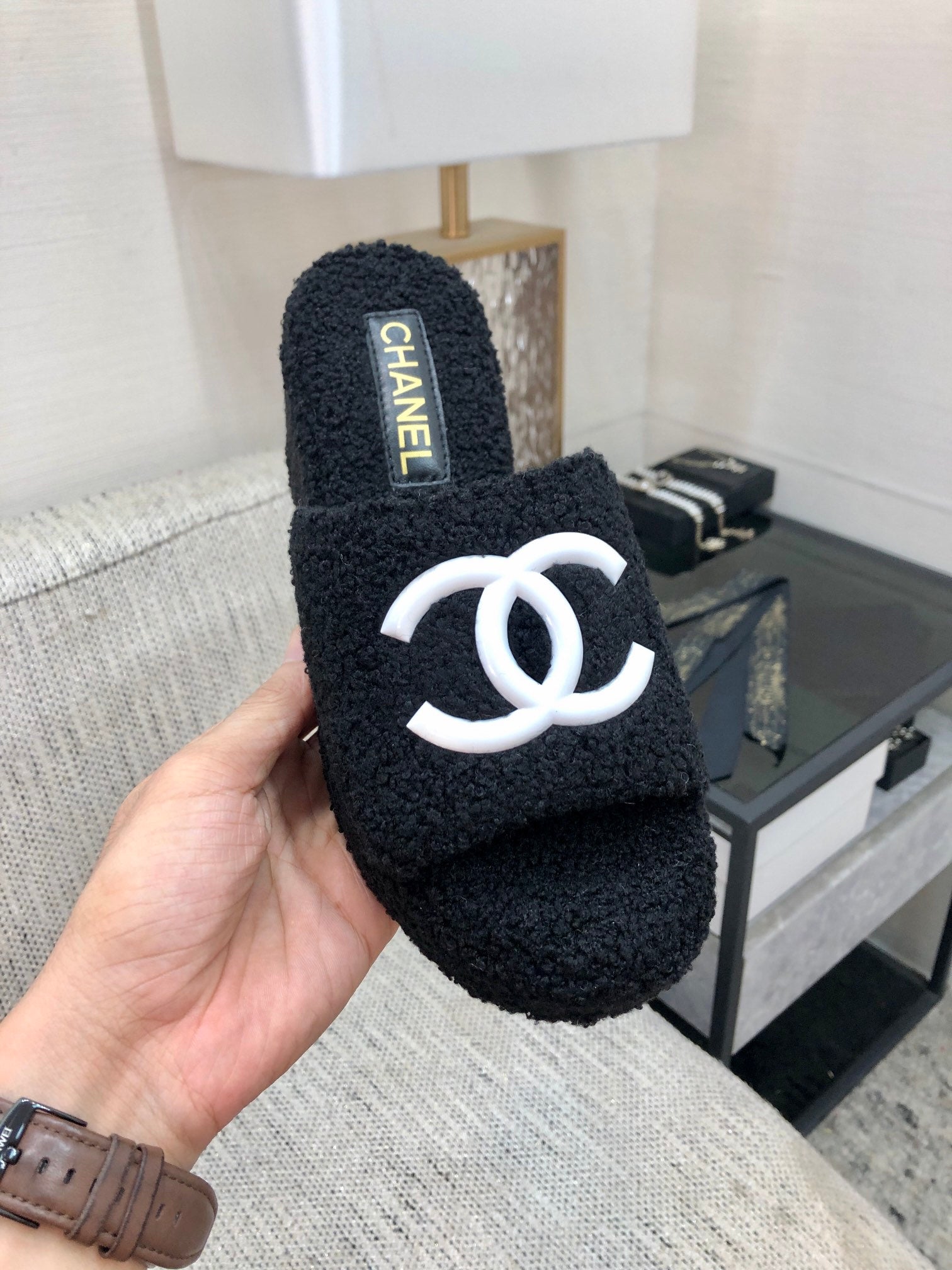 CC Wedge Sandal Black Wool