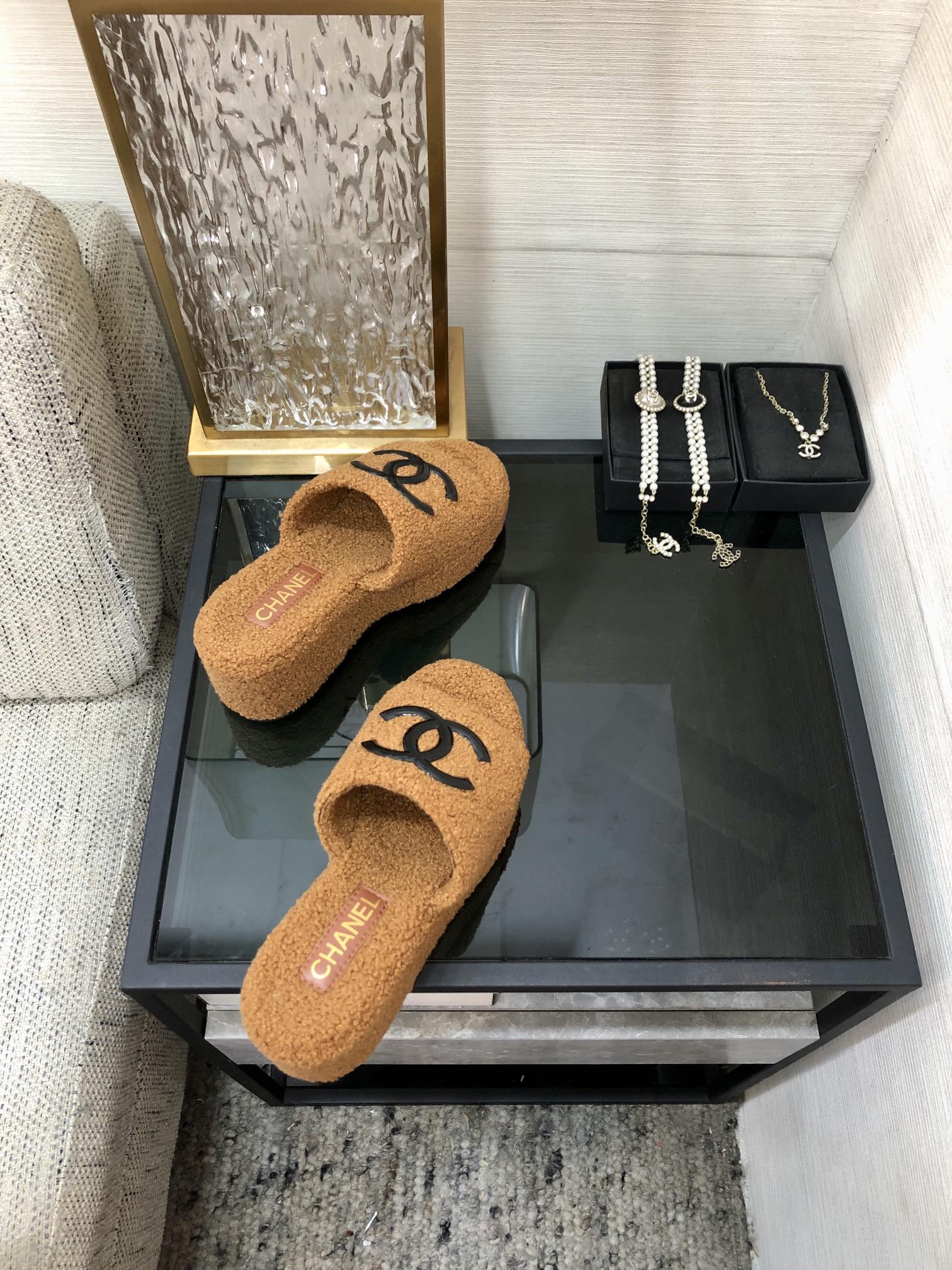 CC Wedge Sandal Brown Yellow Wool