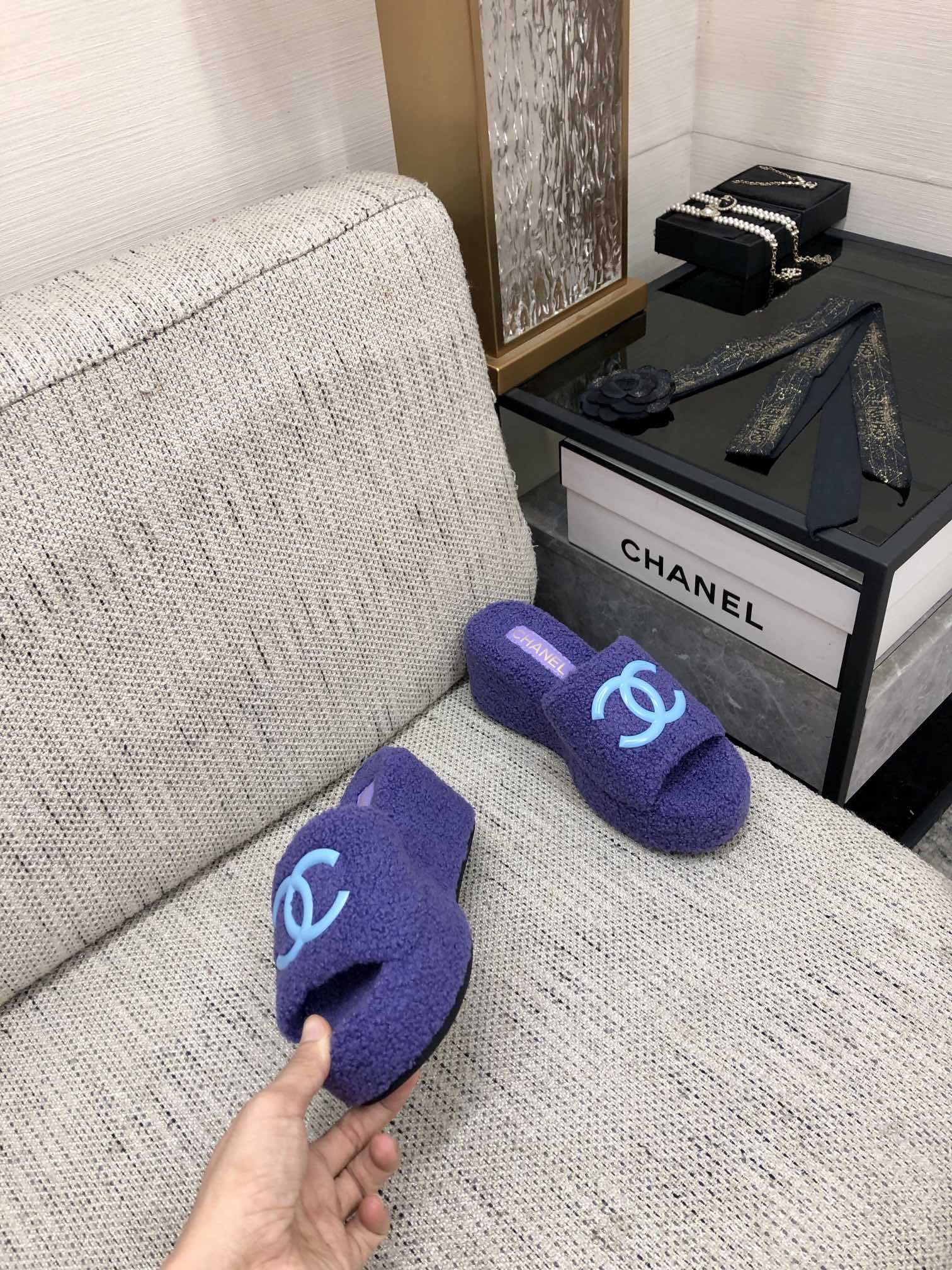 CC Wedge Sandal Purple Wool