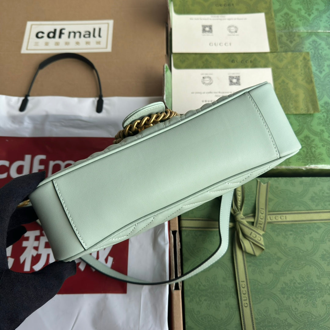 gg marmont 26cm turquoise calfskin gold hardware