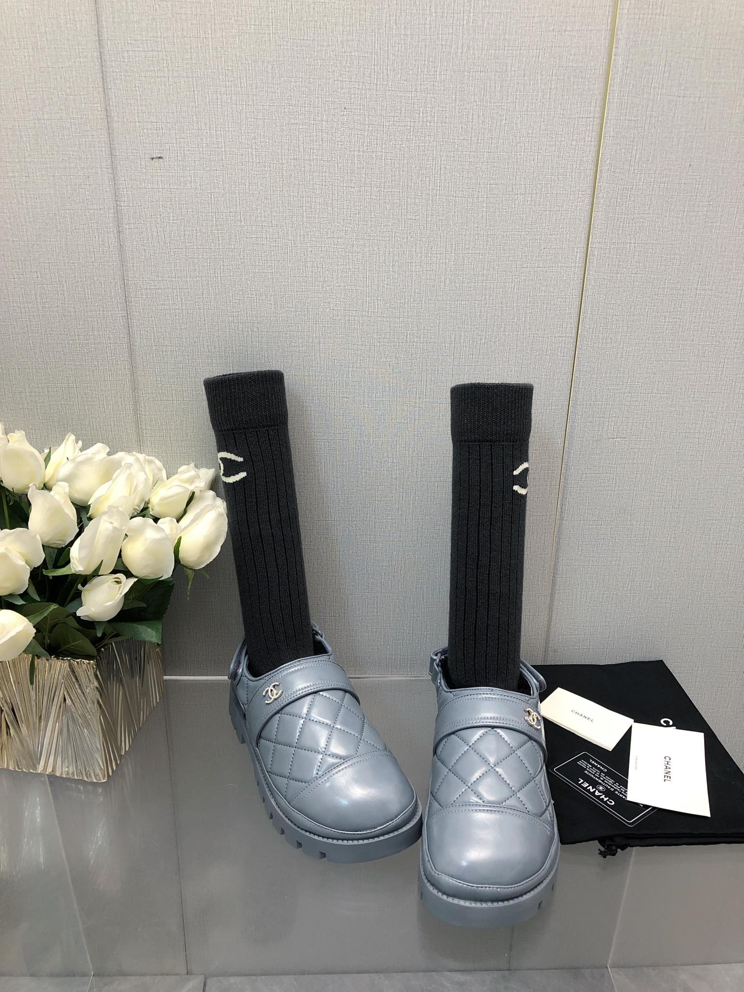 CHUNKY PLATFORM SHEARLING SLIPPER SAPHIRE BLUE LAMBSKIN