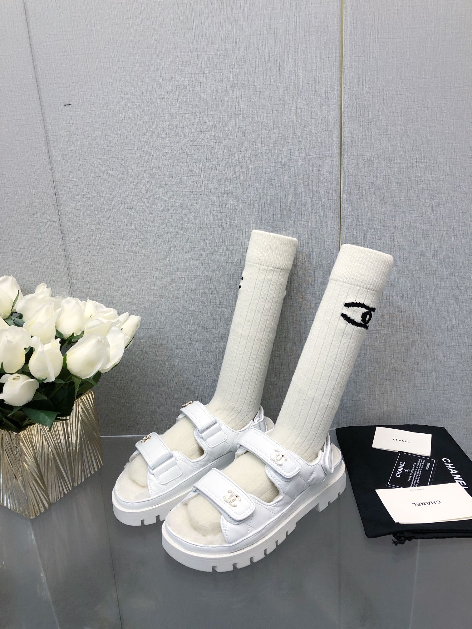 DAD SANDAL WHITE LAMBSKIN