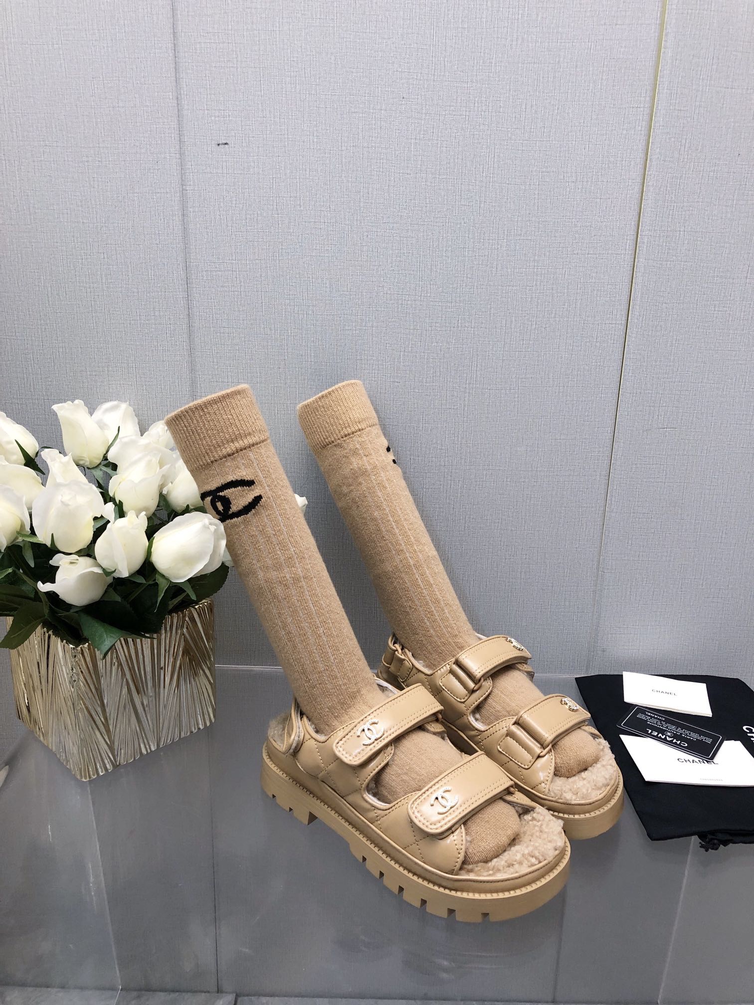 DAD SANDAL YELLOW CREAM LAMBSKIN