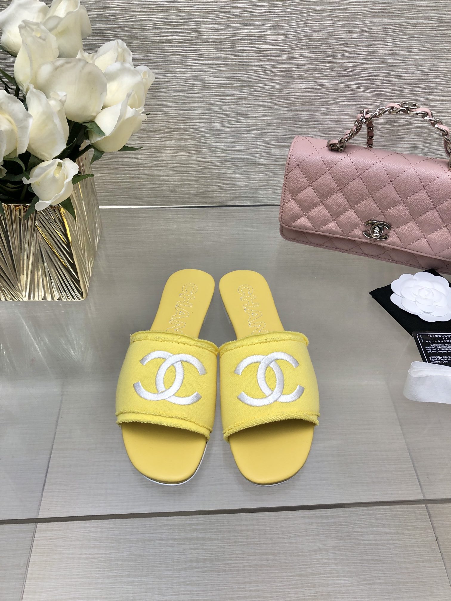 CC 25C Slippers Yellow Fabric Material 212965