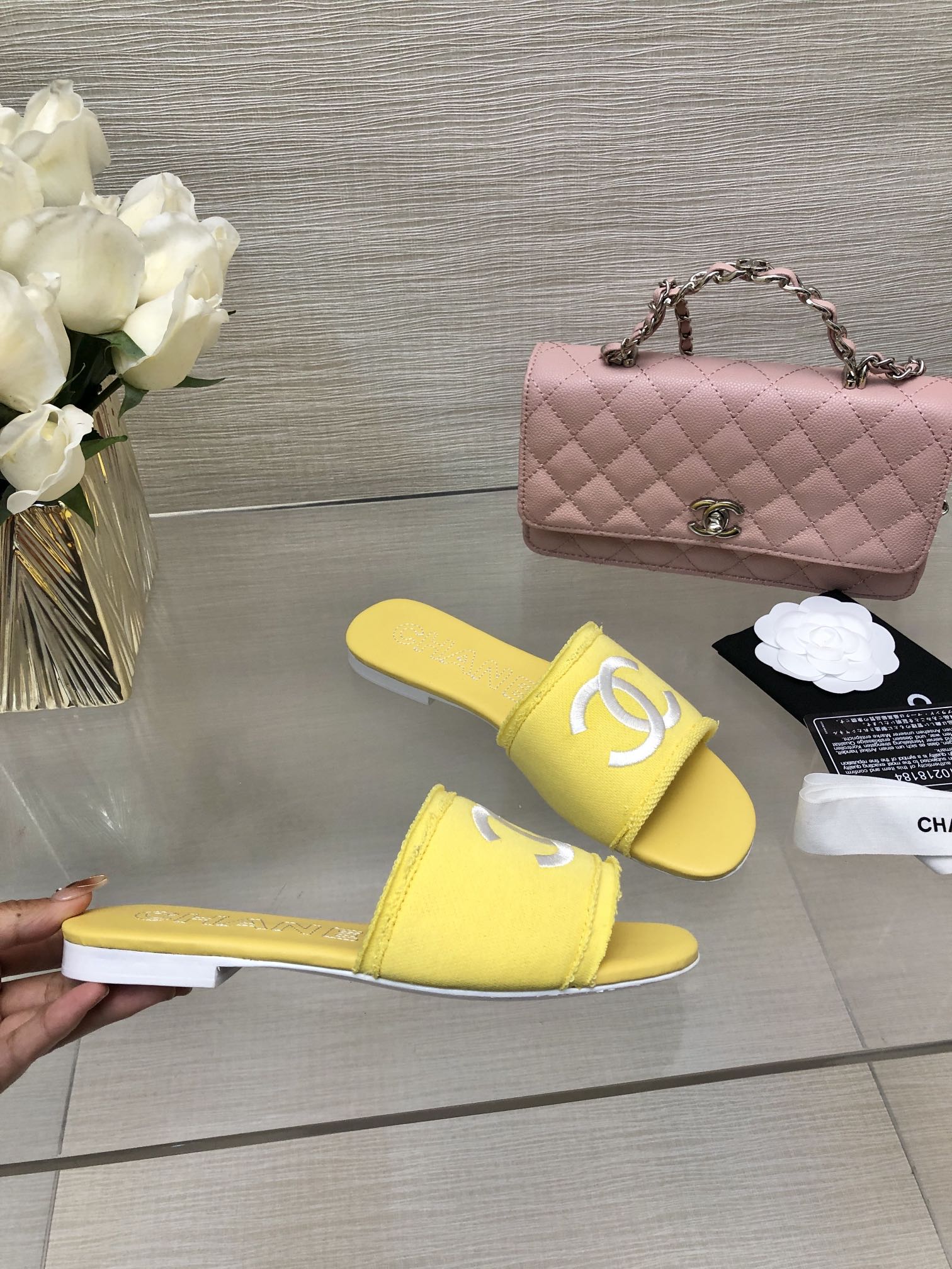 CC 25C Slippers Yellow Fabric Material 212965