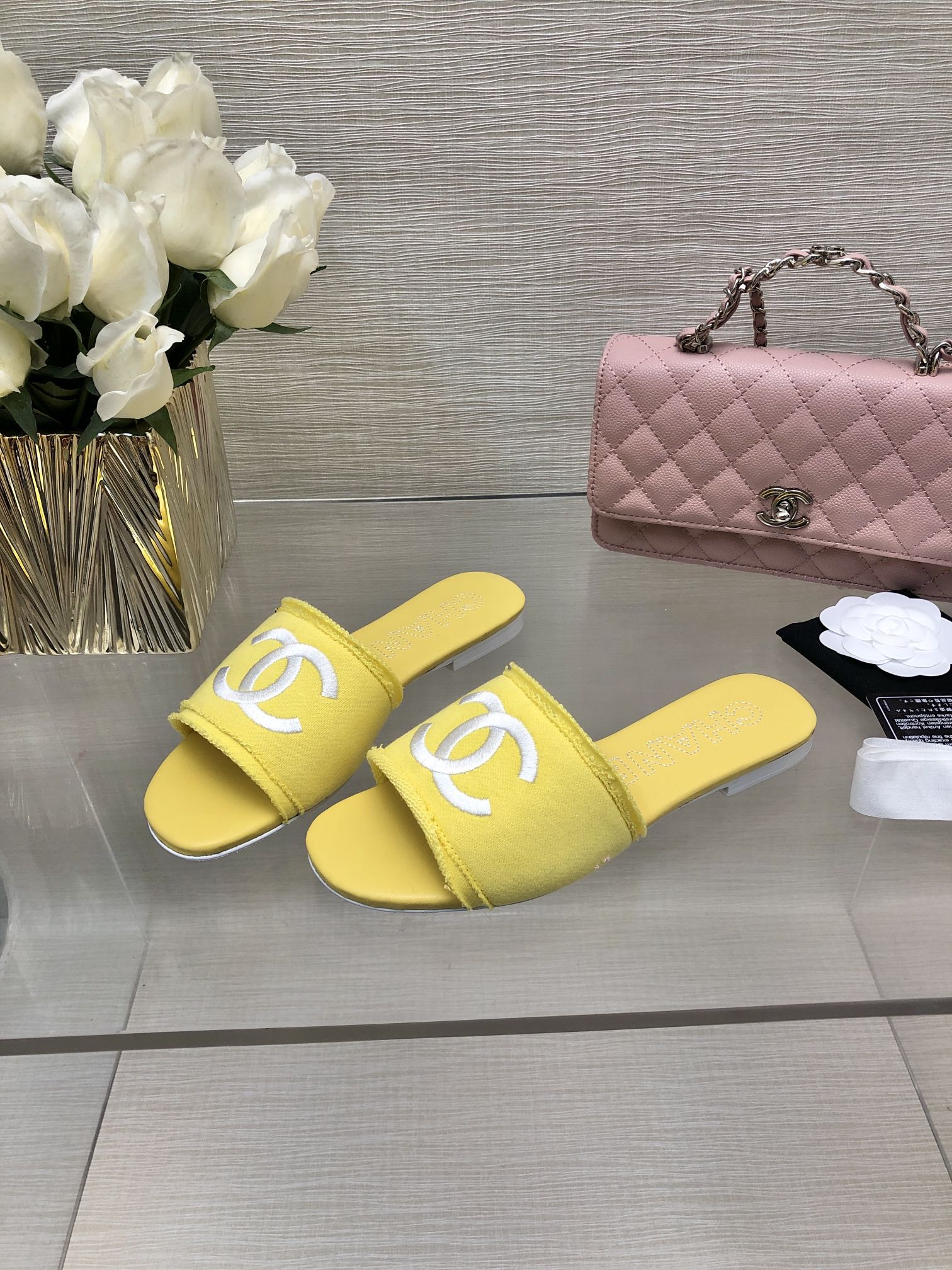 CC 25C Slippers Yellow Fabric Material 212965