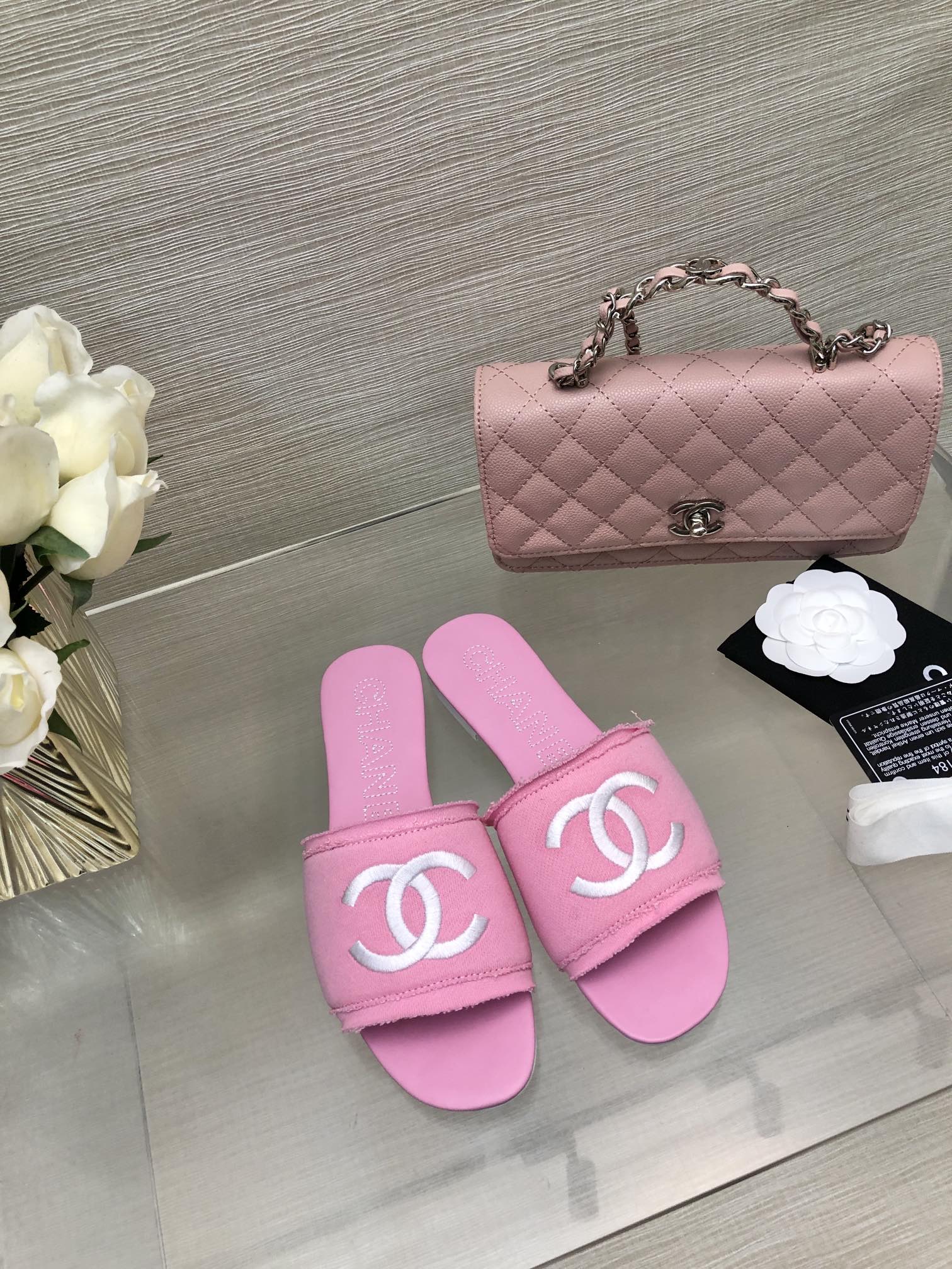 CC 25C Slippers Pink Fabric Material 212967