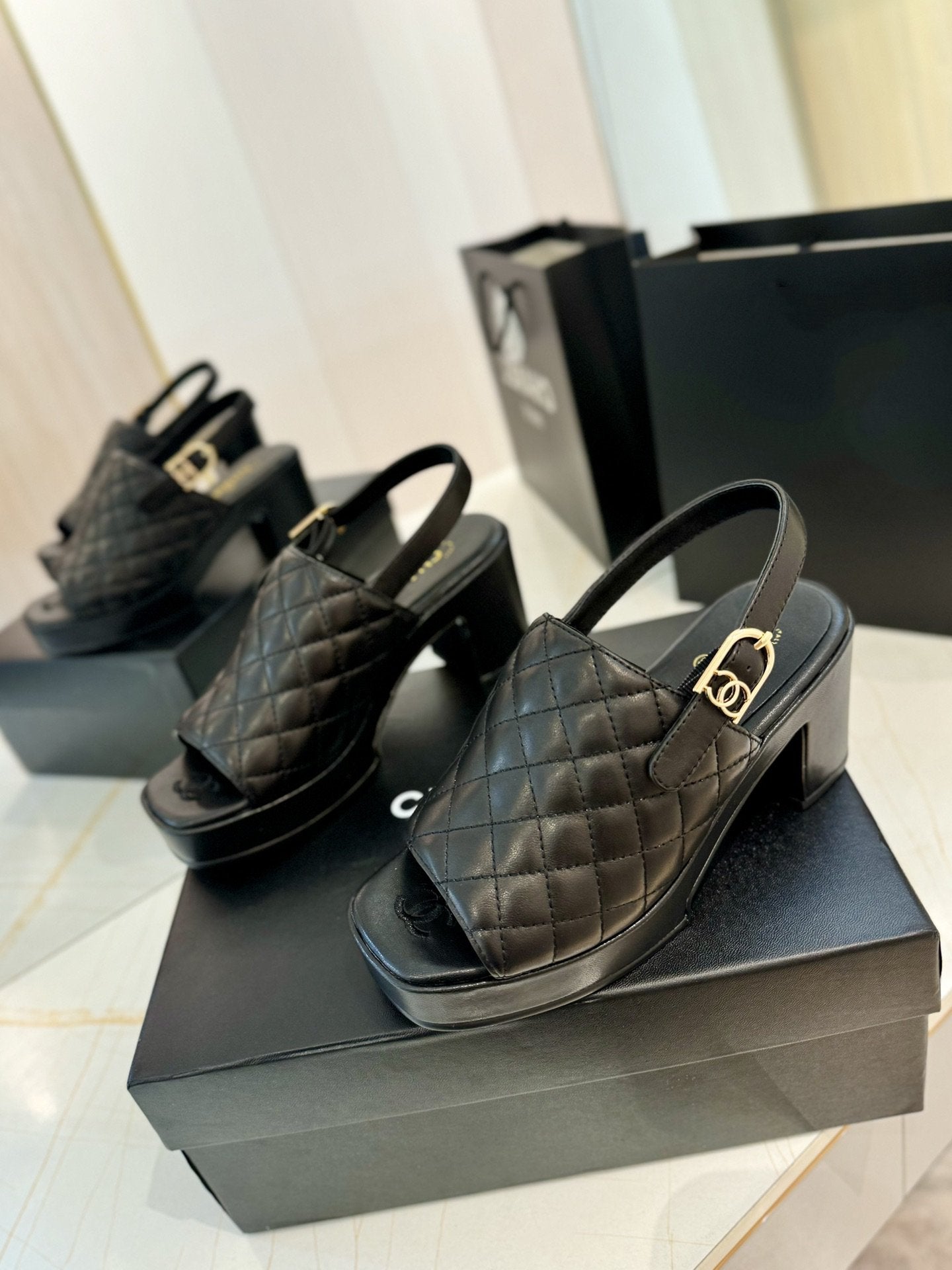 high heel 100 slingback sandal black quilted calfskin