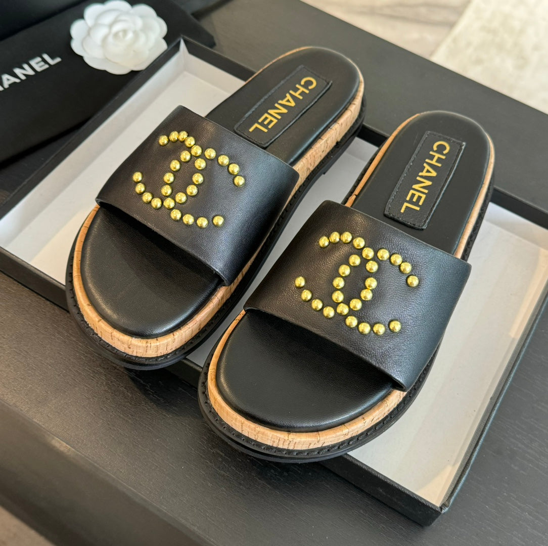 CC 25C Slippers Black Sheepskin 213106