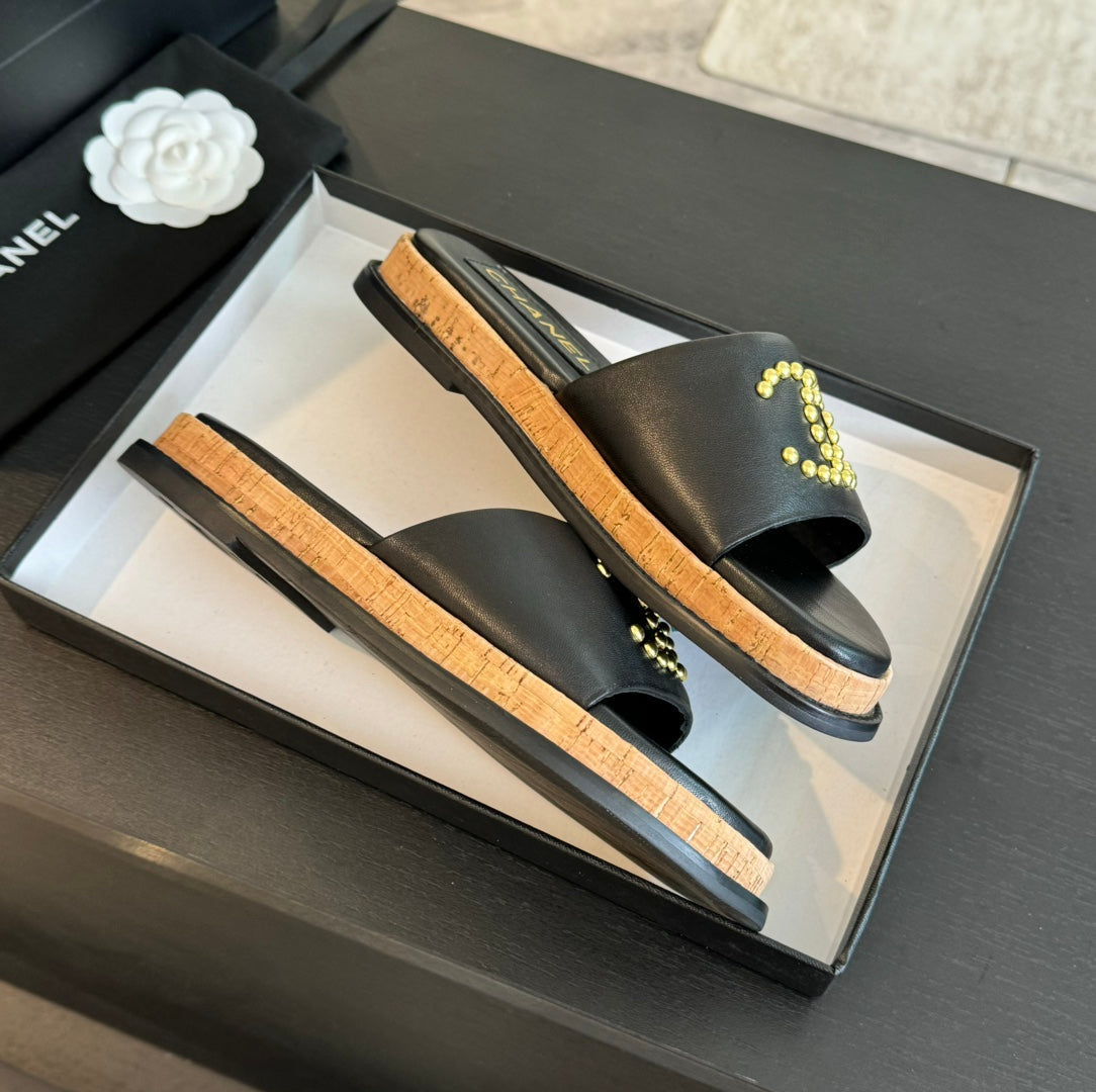 CC 25C Slippers Black Sheepskin 213106