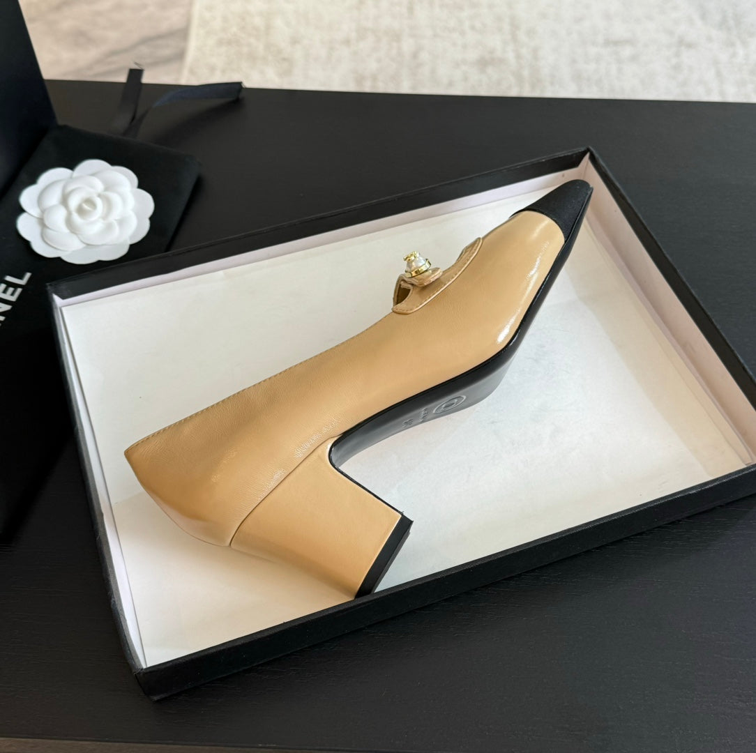 Double C WOMEN'S SHOES SPIRIT TOE Tan Brown Lambskin