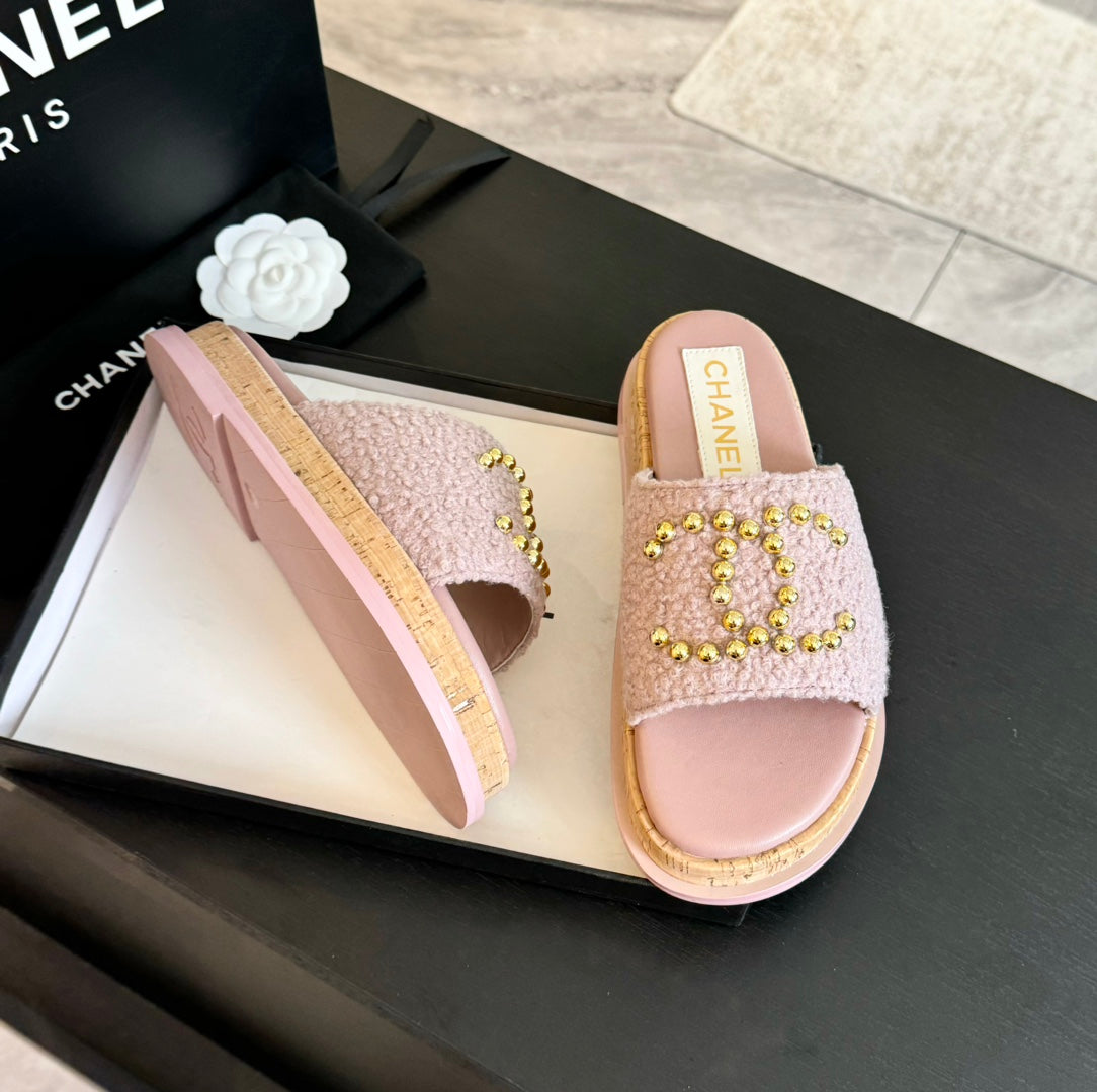 CC 25C Slippers Pink Satin Fabric 212977