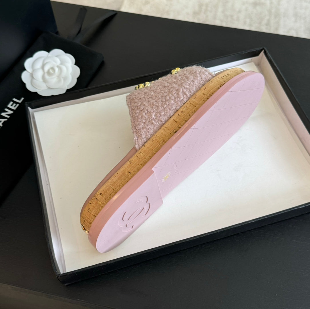 CC 25C Slippers Pink Satin Fabric 212977