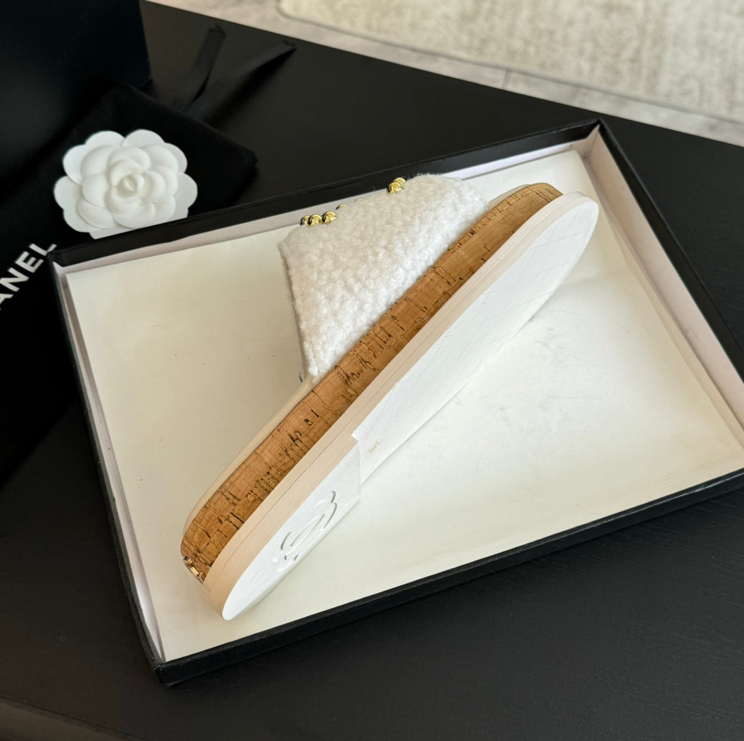 CC 25C Slippers White Satin Fabric 212980