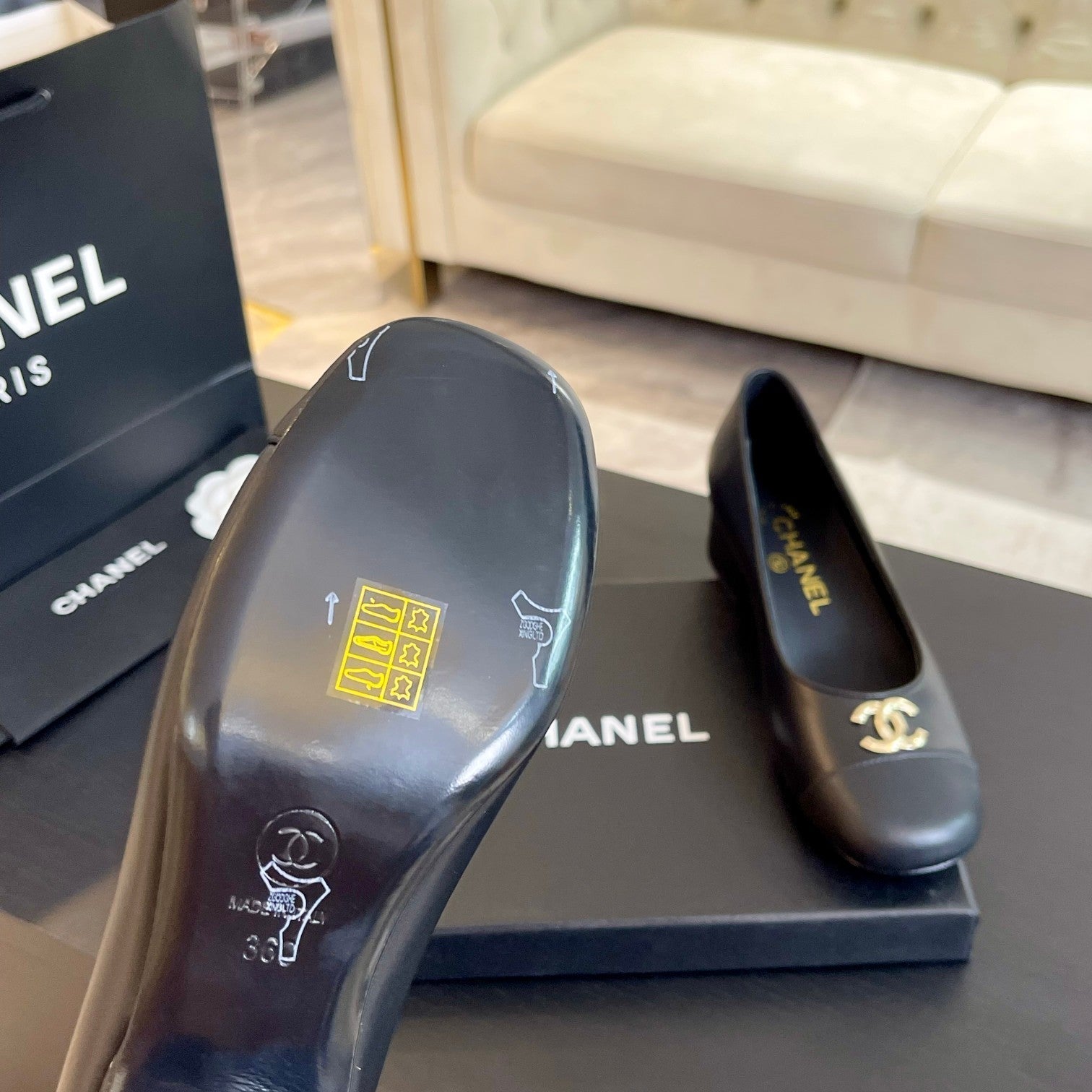 cc pump 50 all black calfskin