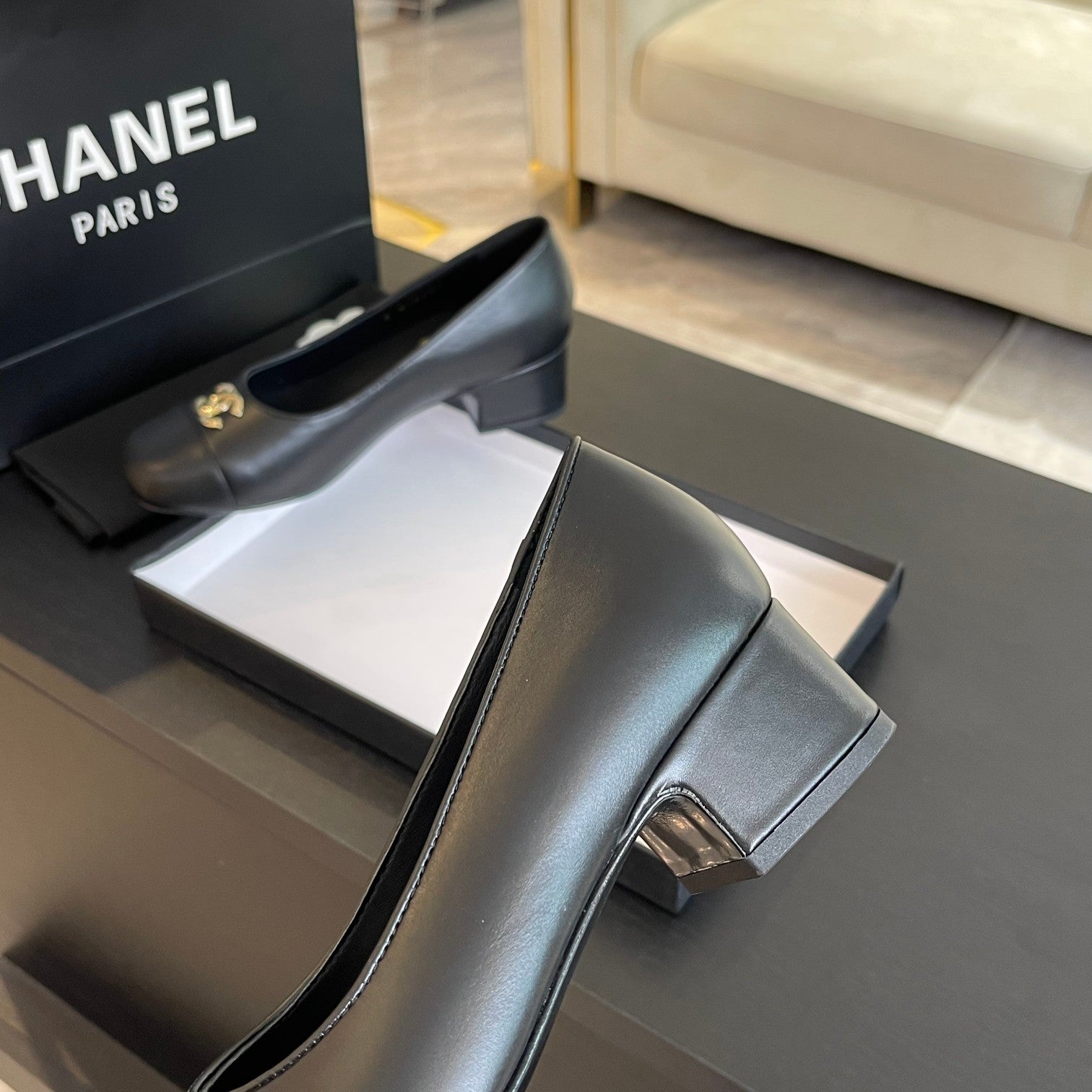 cc pump 50 all black calfskin