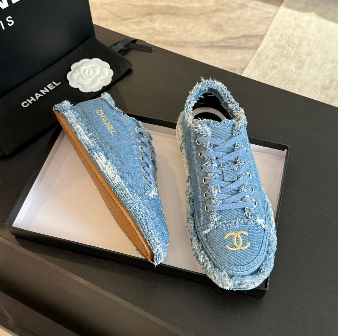 cc low sneaker blue denim embroidery canvas