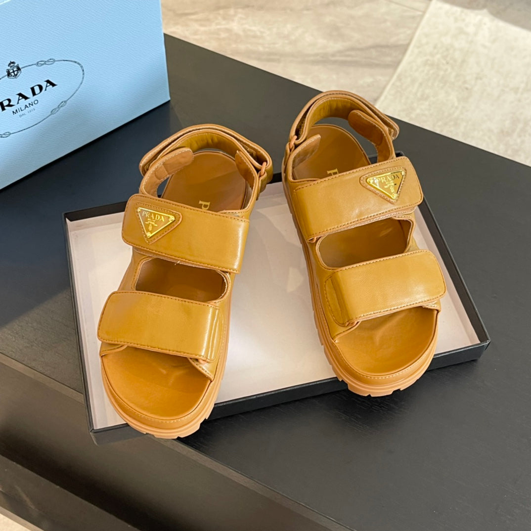 PRA FLAT NAPPA SANDALS BRONZE LAMBSKIN