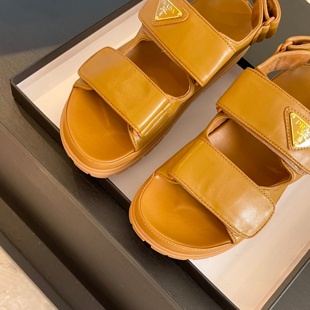 PRA FLAT NAPPA SANDALS BRONZE LAMBSKIN