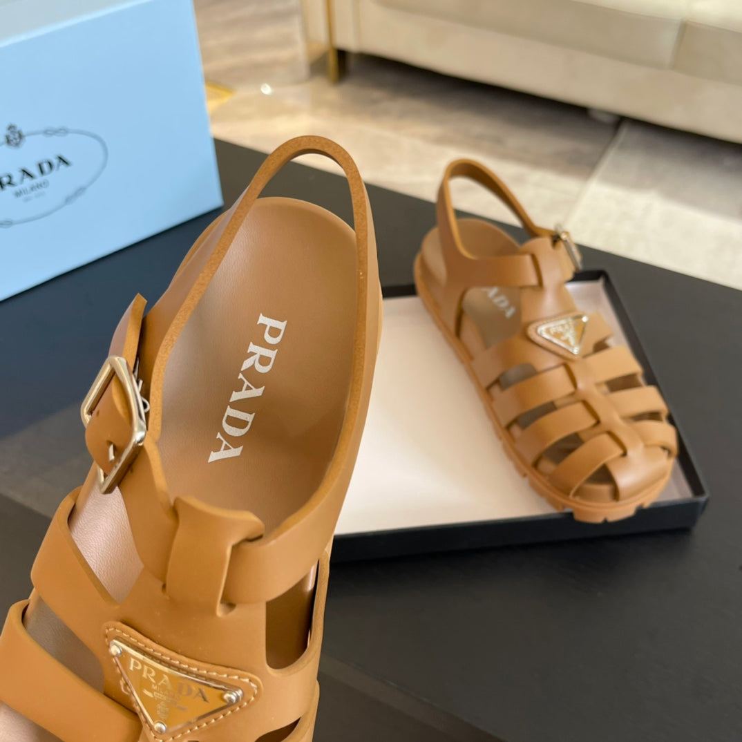 PRA RUBBER FISHERMAN SANDALS BRONZE CALFSKIN