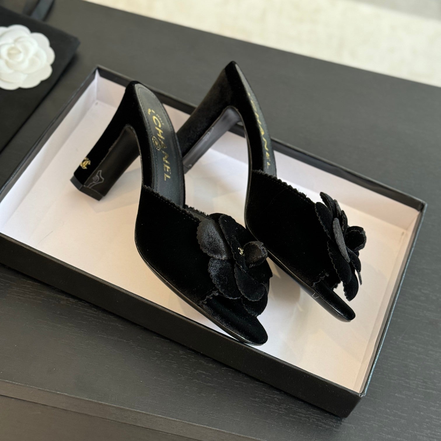 CC Mules 80mm Black Velvet