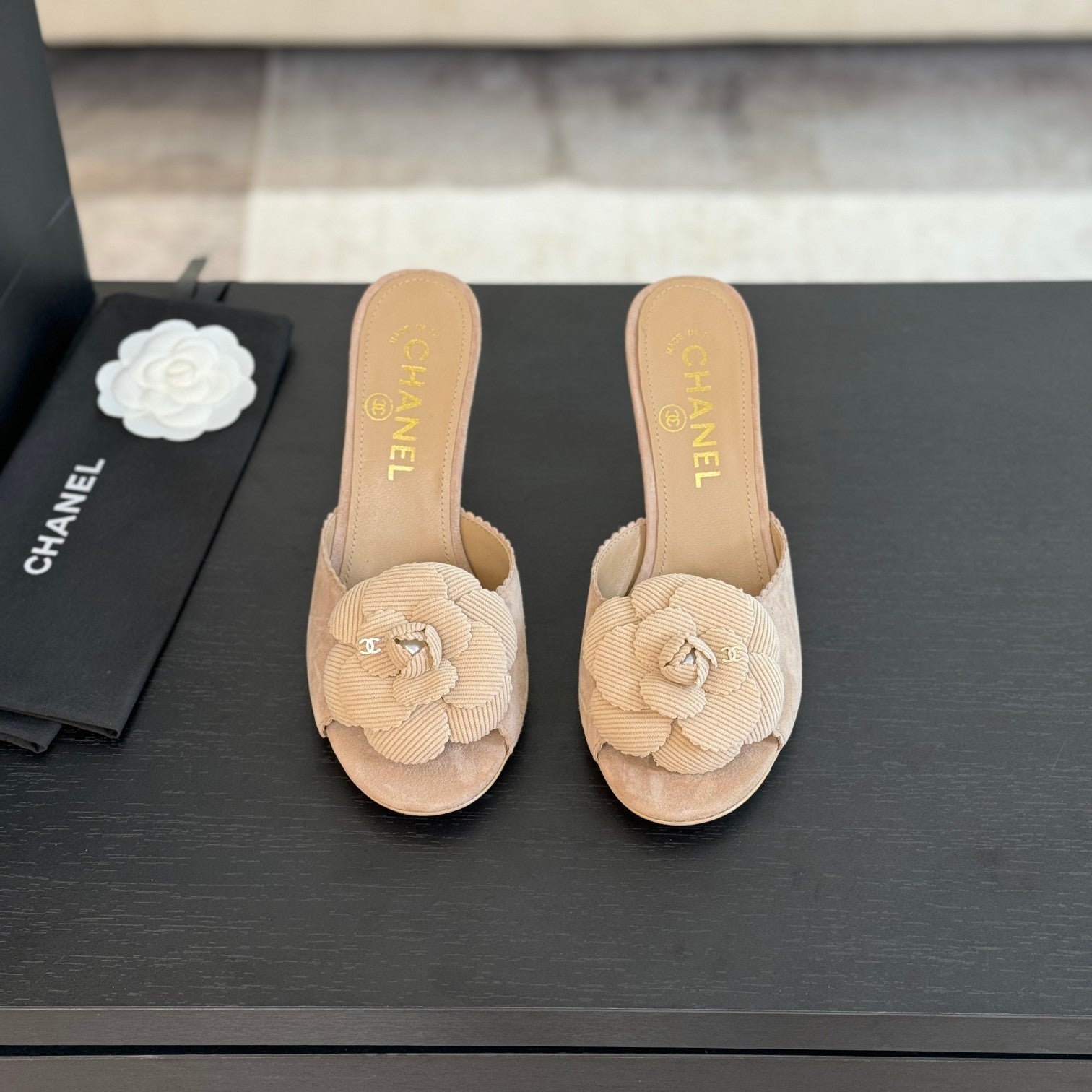 CC Mules 80mm Beige Suede