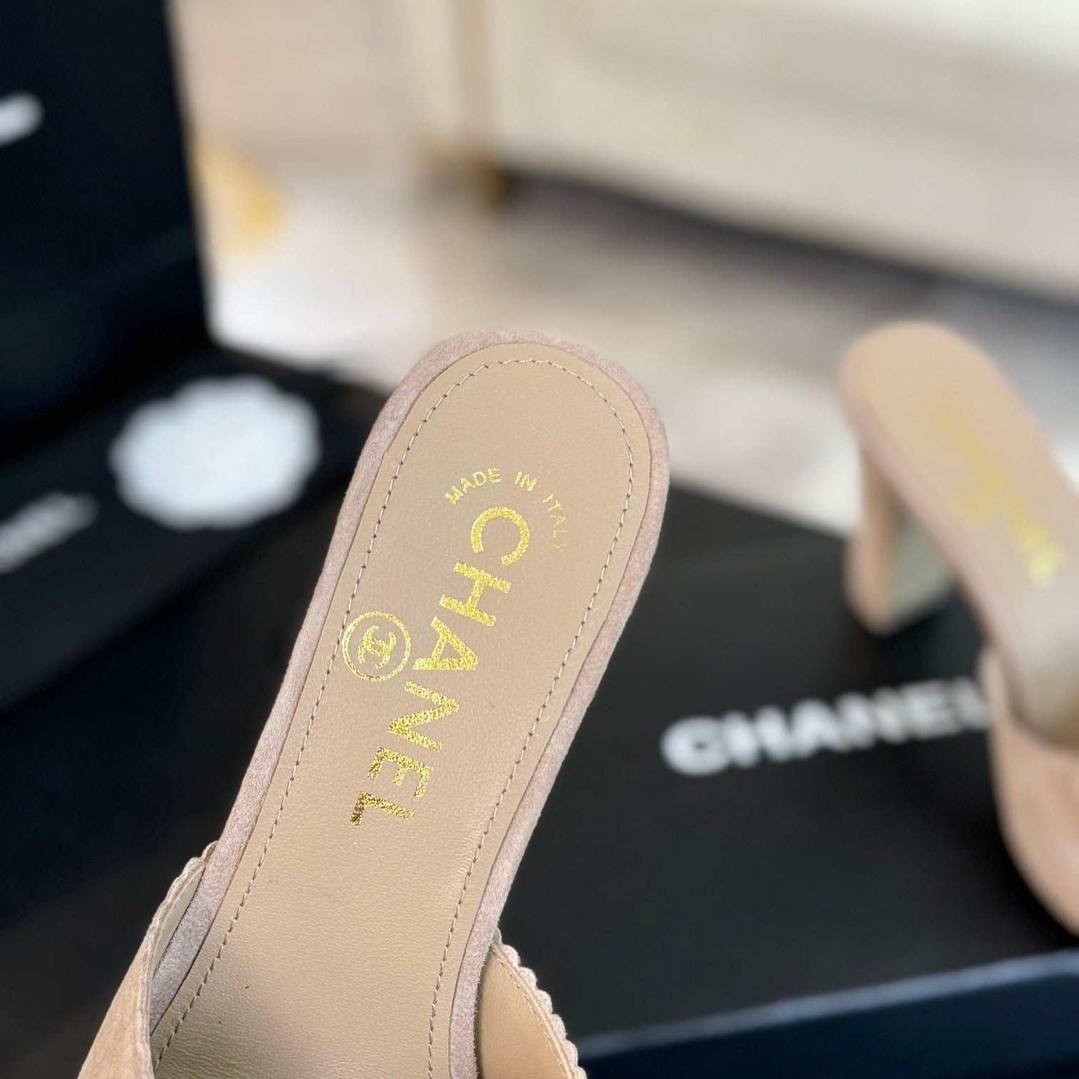 CC Mules 80mm Beige Suede