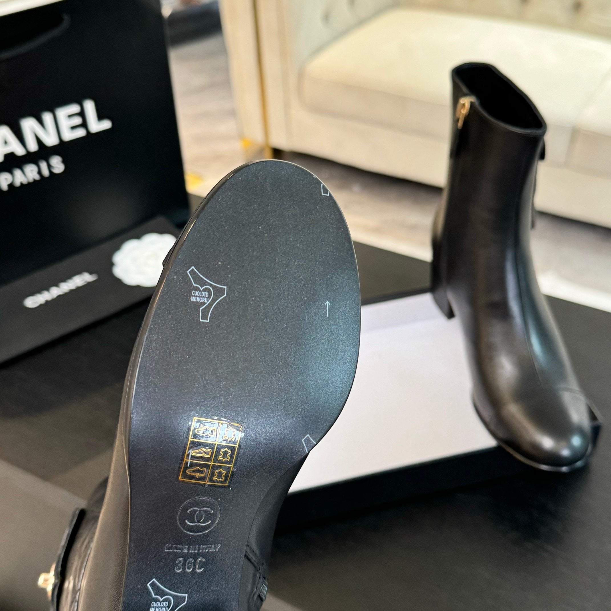 CC Ankle Boots 50mm Black Lambskin