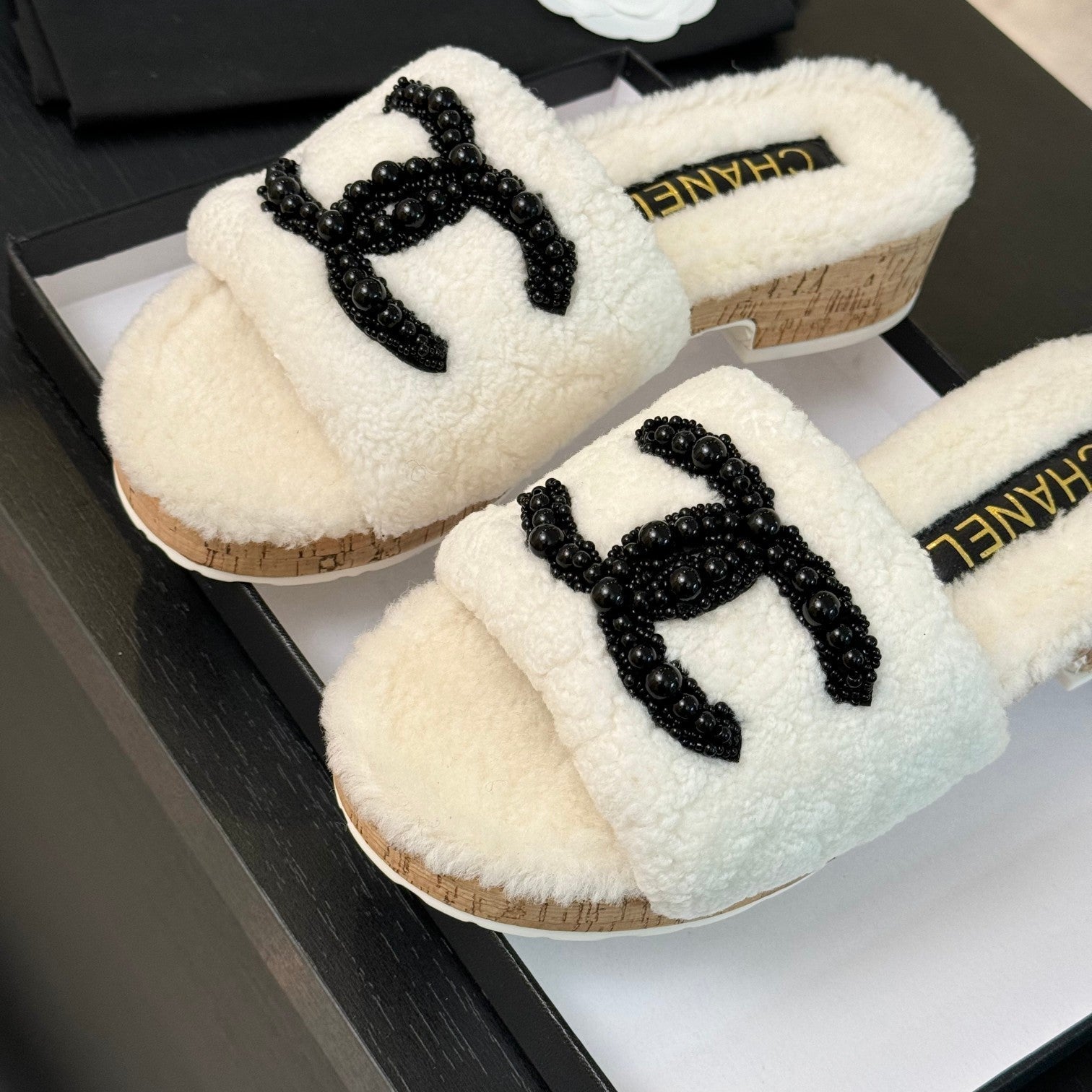 CC Slippers White Wool