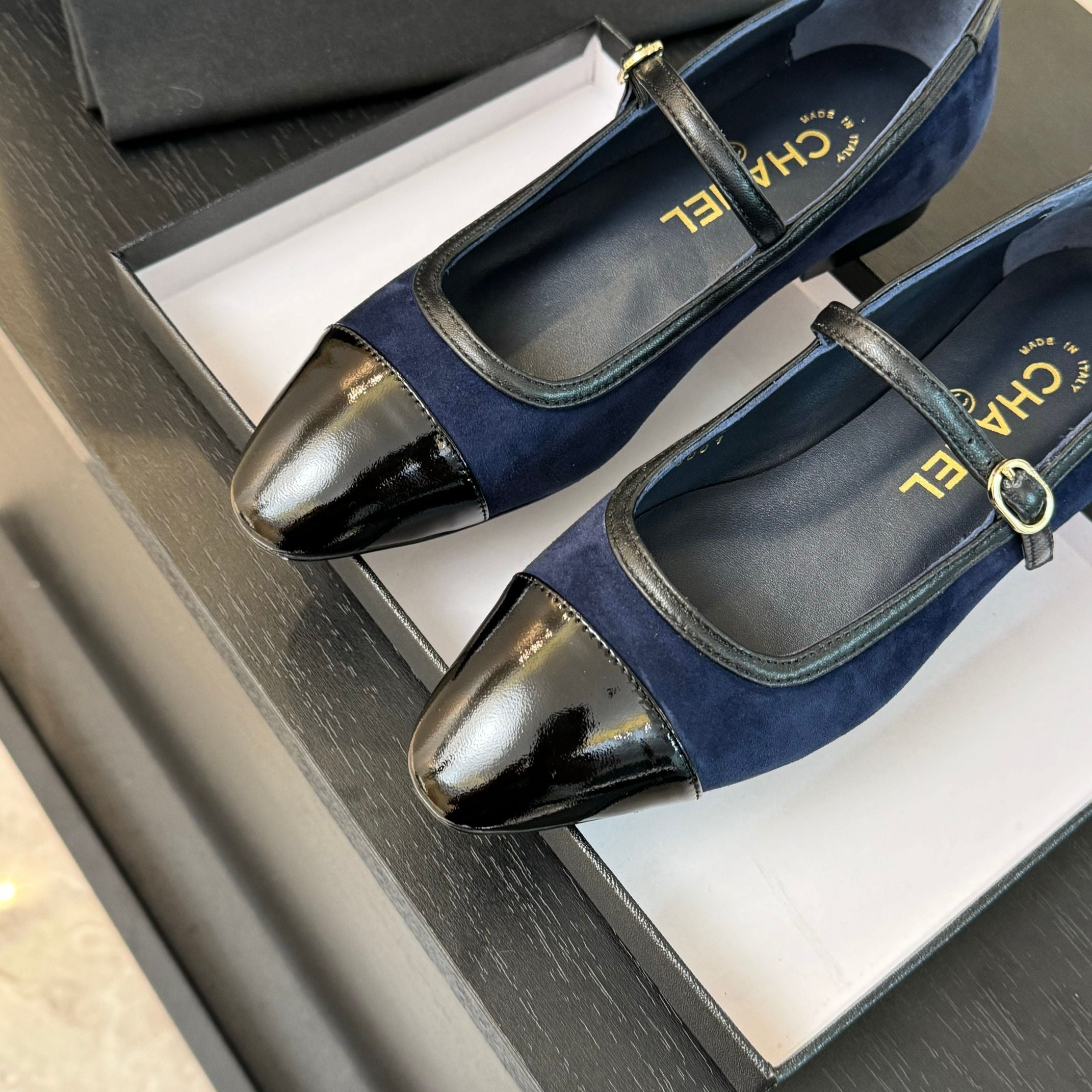 CC Mary Jane Black Dark Blue Suede