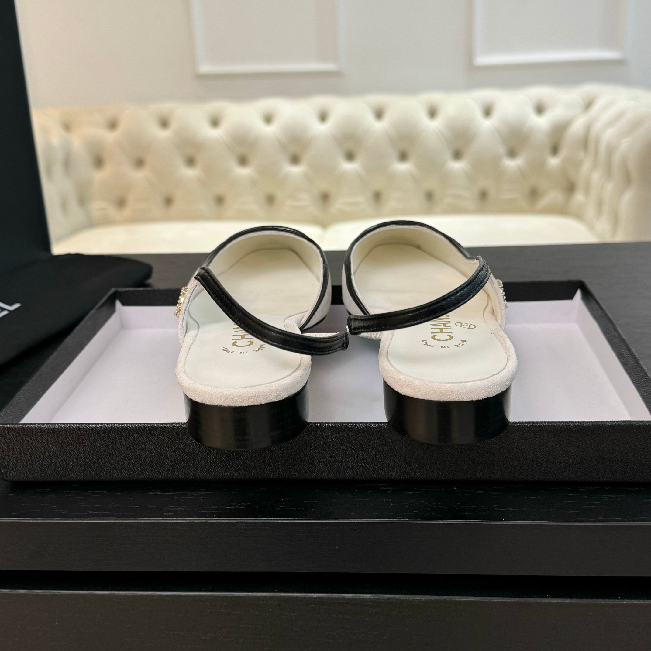 CC Slingback White Black Suede