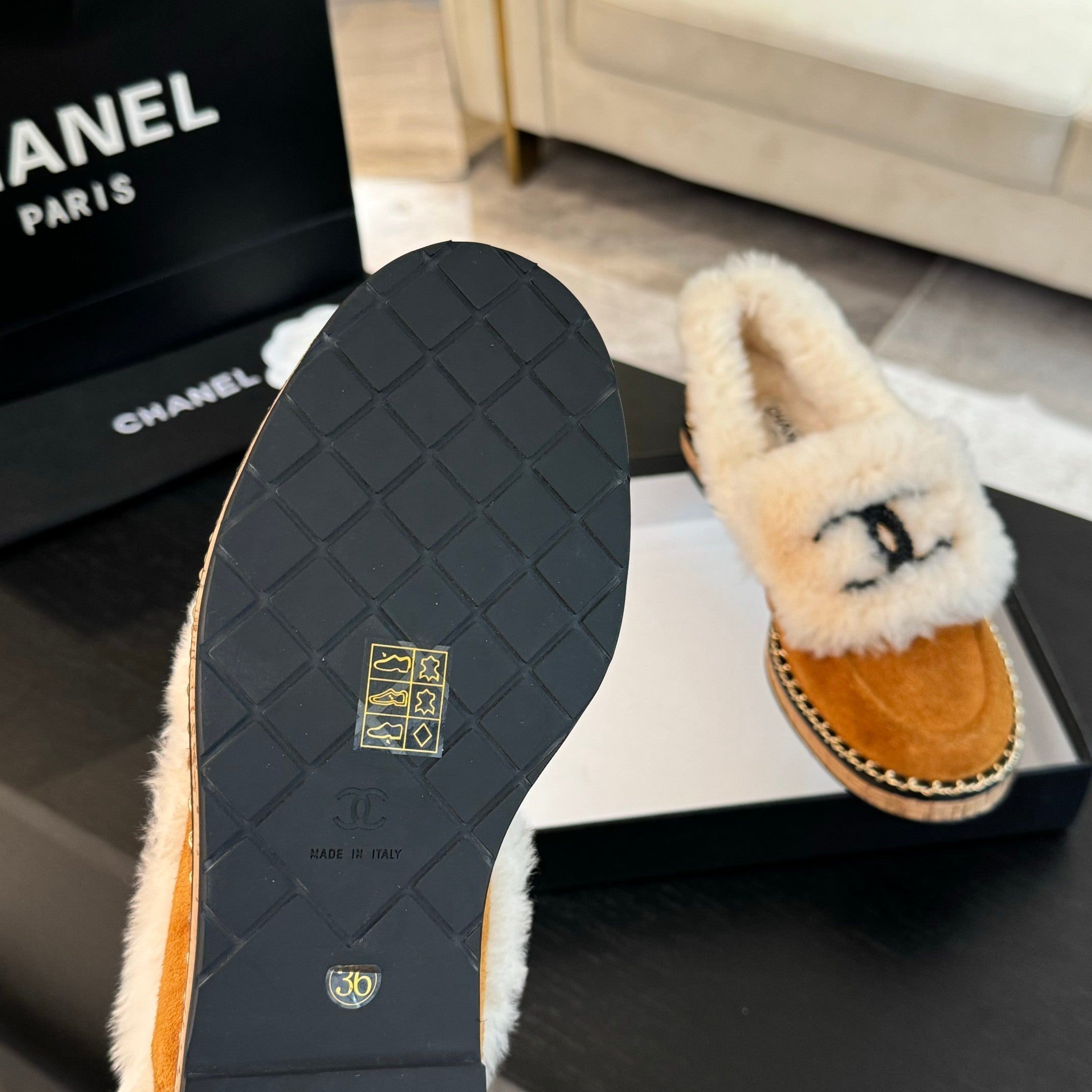 CC Moccasins Yellow Orange Suede And Fleece