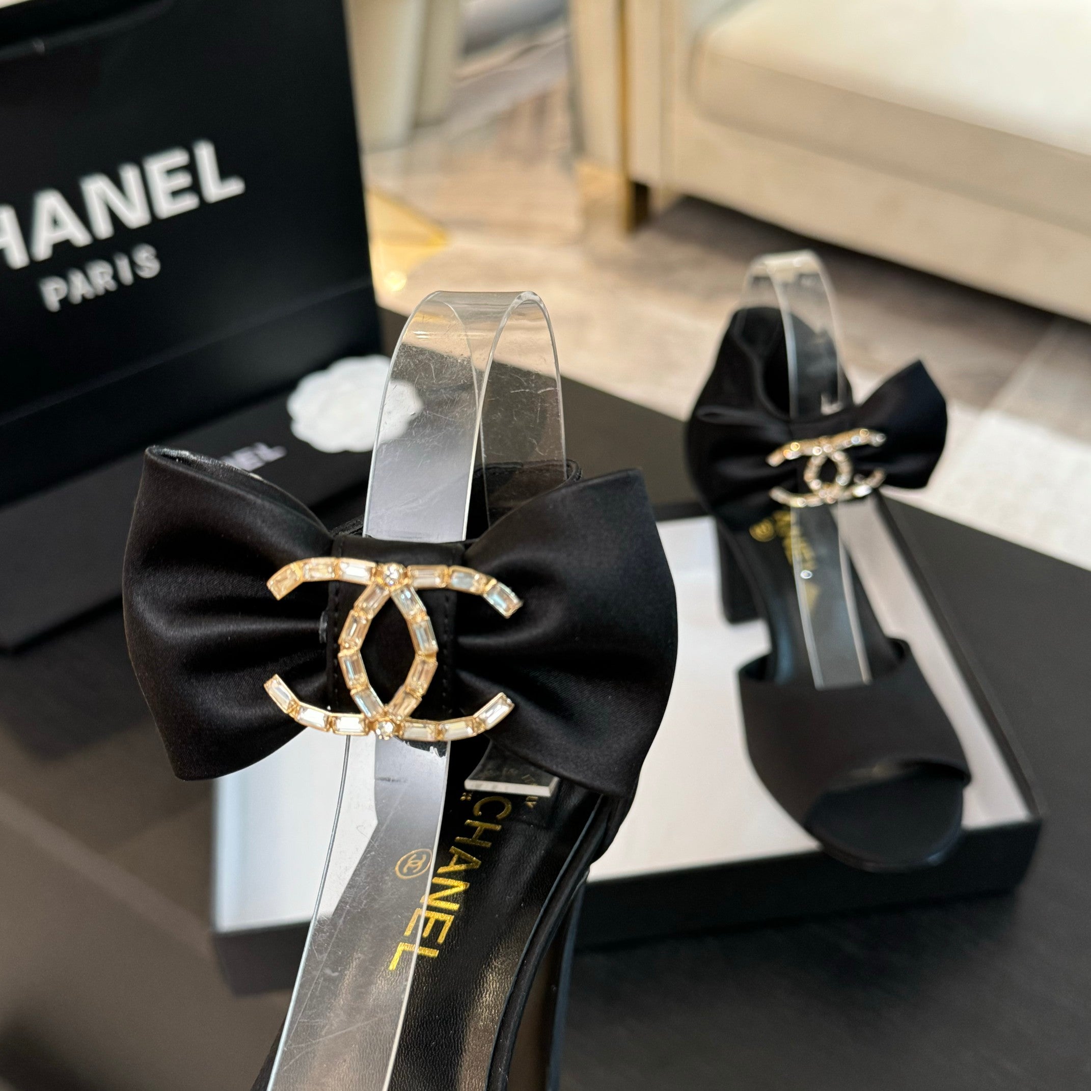 CC Sandals Black Windbreaker Fabric